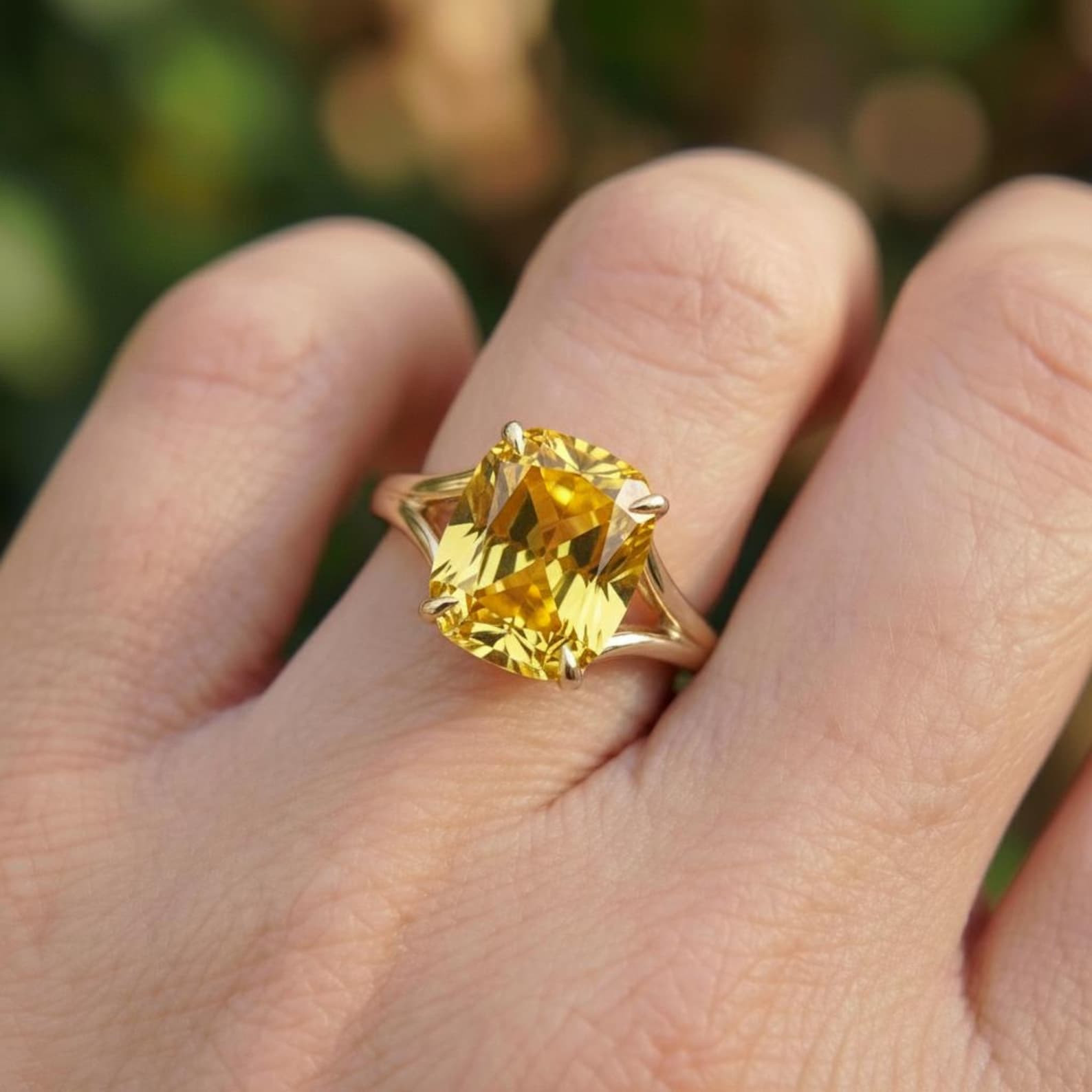 8  Ct Natural GIE Certified Yellow Sapphire Ring 925 Silver Gemstone Ring Size 9