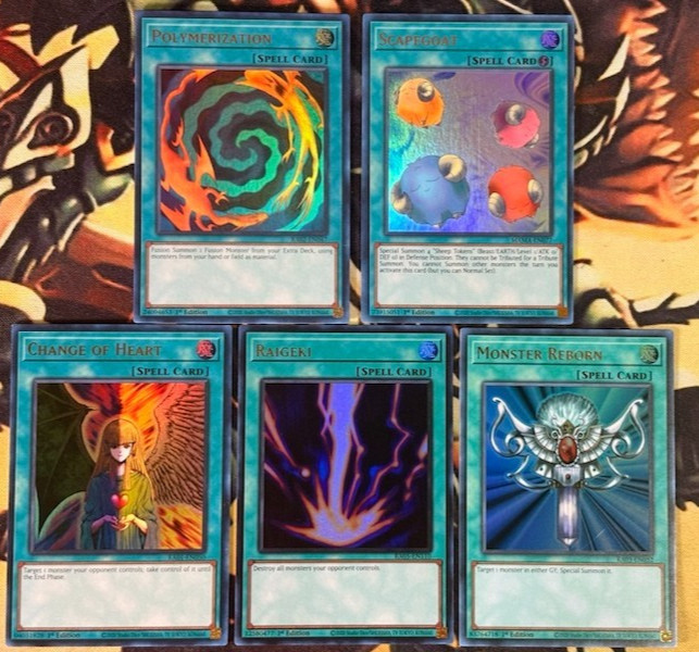 Yugioh: 5 Iconic Goat Spells - Raigeki Poly Change Of Heart Scapegoat Monster Re