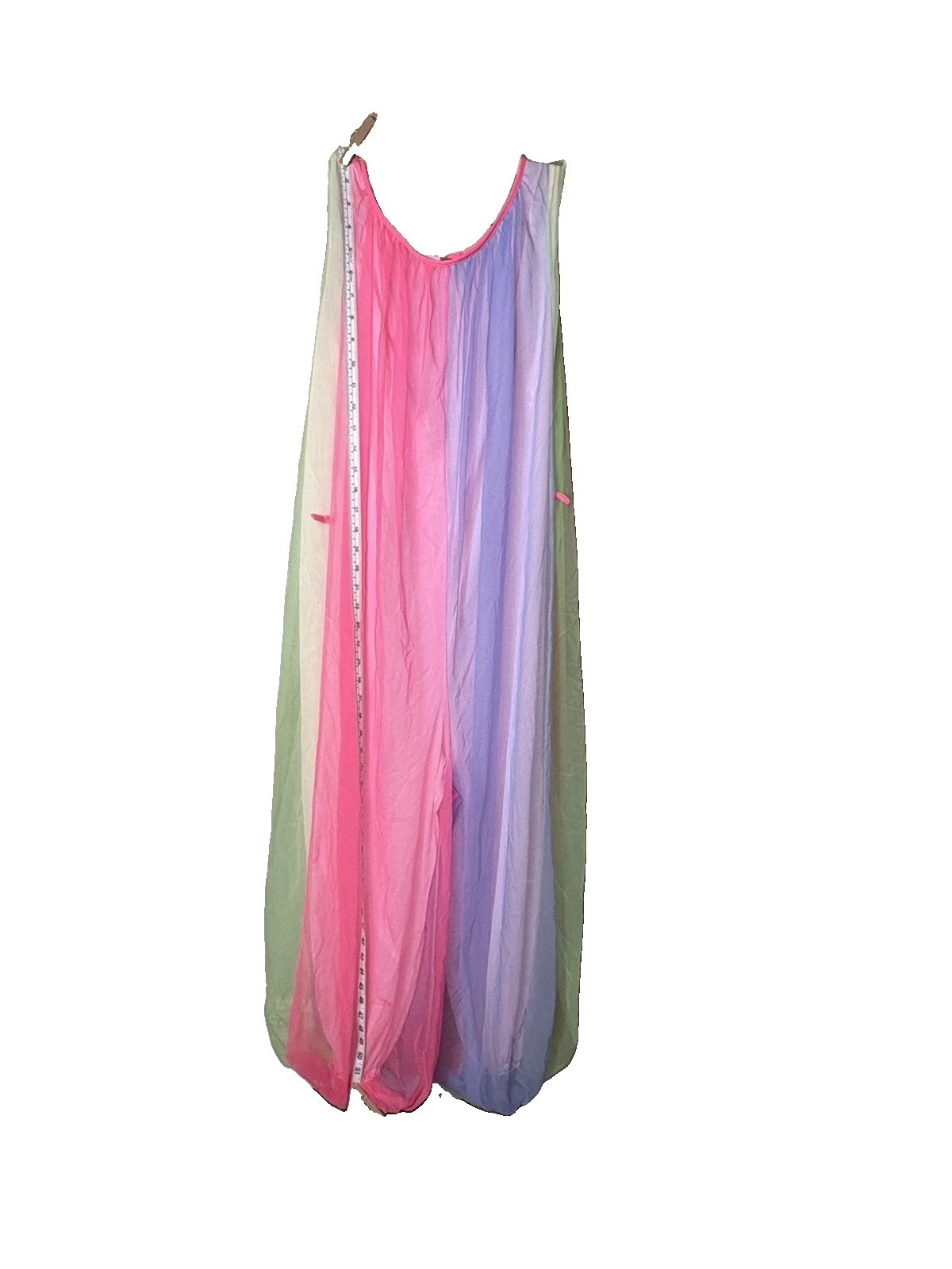RARE VTG 1960s Gaymode JC Penny’s Neon Mesh Genie Jumpsuit S Harem Mod Rainbow