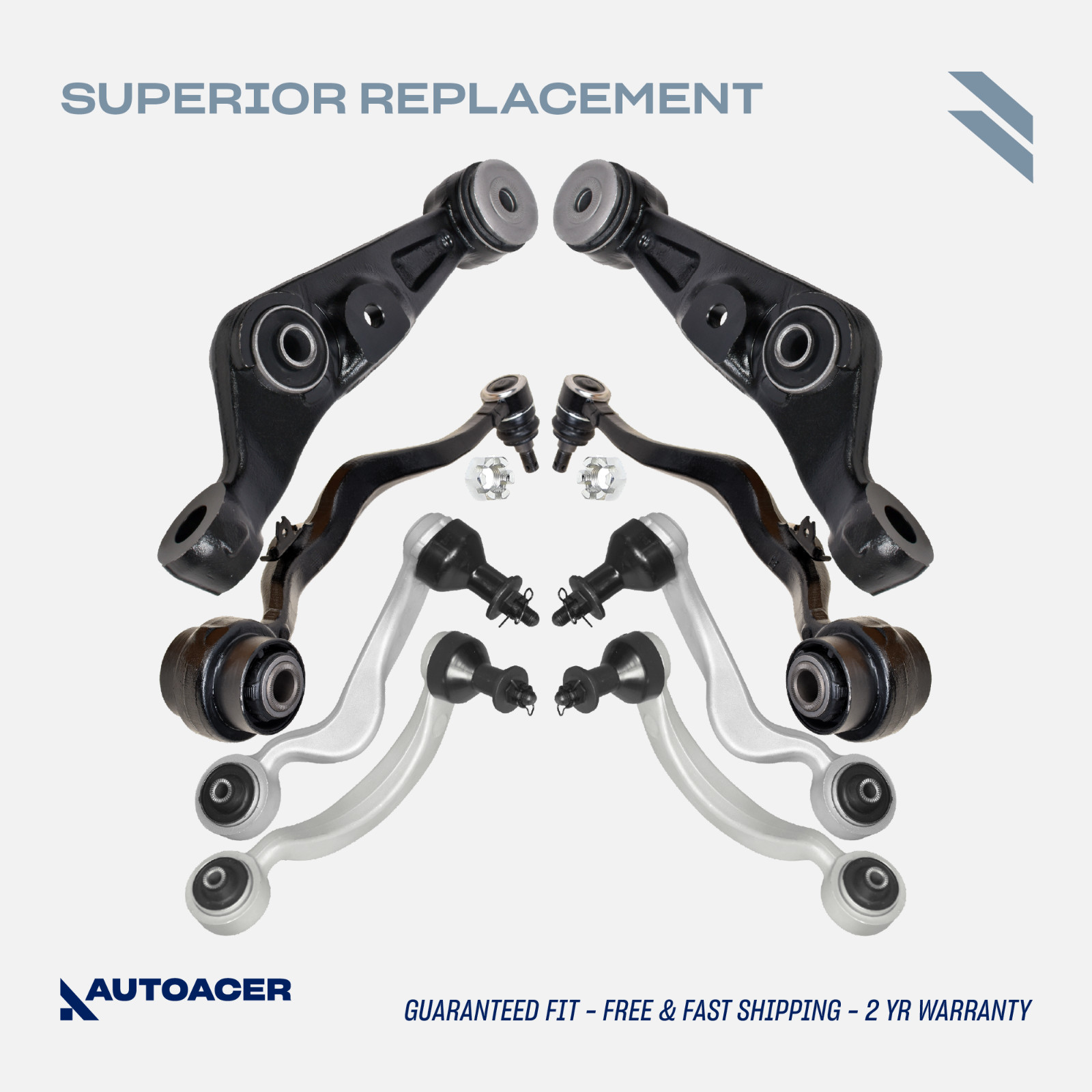 AUTOACER 8p Front Upper & Lower Control Arm Kit for Lexus LS460 LS600h AWD 07-17