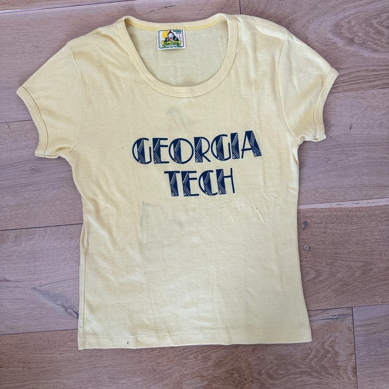 Vintage 70s Moon Castles Georgia Tech Yellow Ringer T-Shirt – Made in USA Vintage 70s Moon Castles Georgia Tech Yellow Ringer T-Shirt – Made in USA