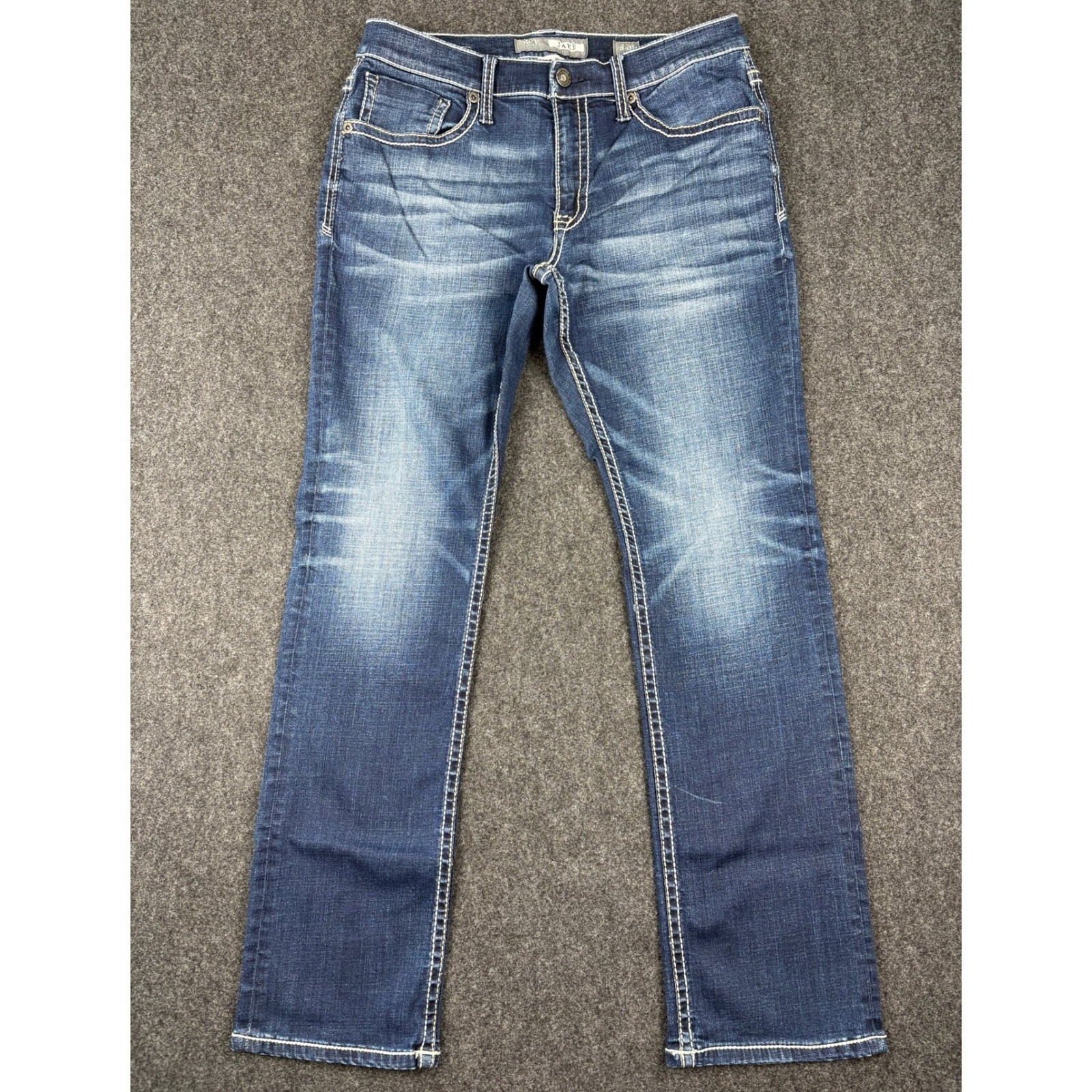 BKE Jake Straight Leg Jeans Mens 34R (32x30.5) Medium Wash Stretch Denim Blue