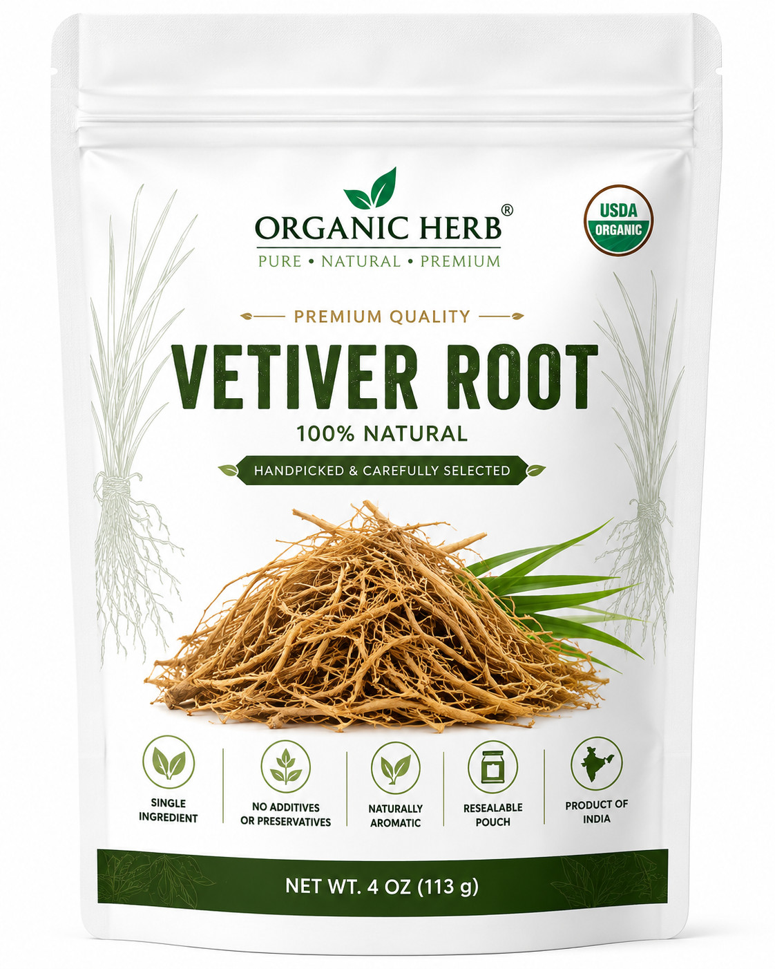 Organic Herb Vetiver Root 50g Premium Khus Root Dried Natural Aromatic Herbs