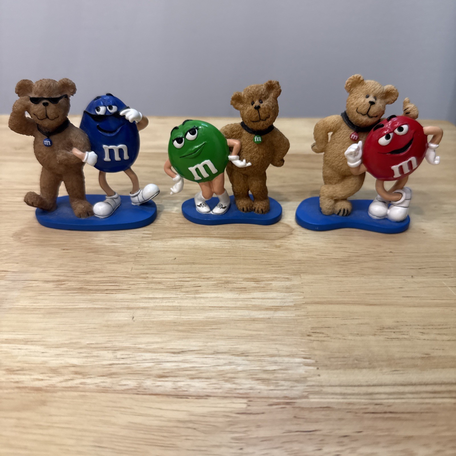 M&M Boyds Bear - Set Of Three - Blue - Green - Red - No Boxes
