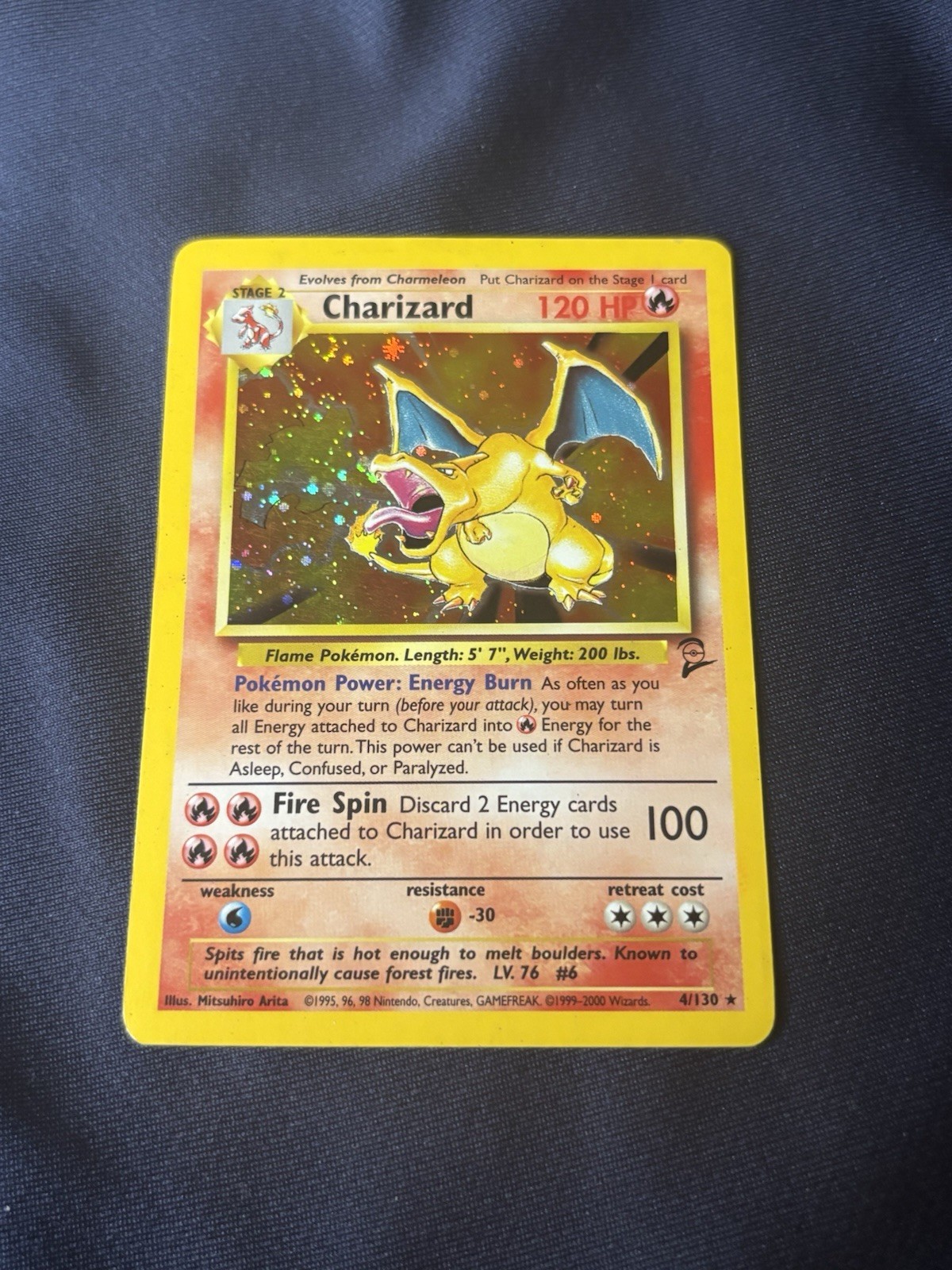 Charizard 004/130 Base Set 2 Holo wizards of the coast pokemon card 1999 played 
