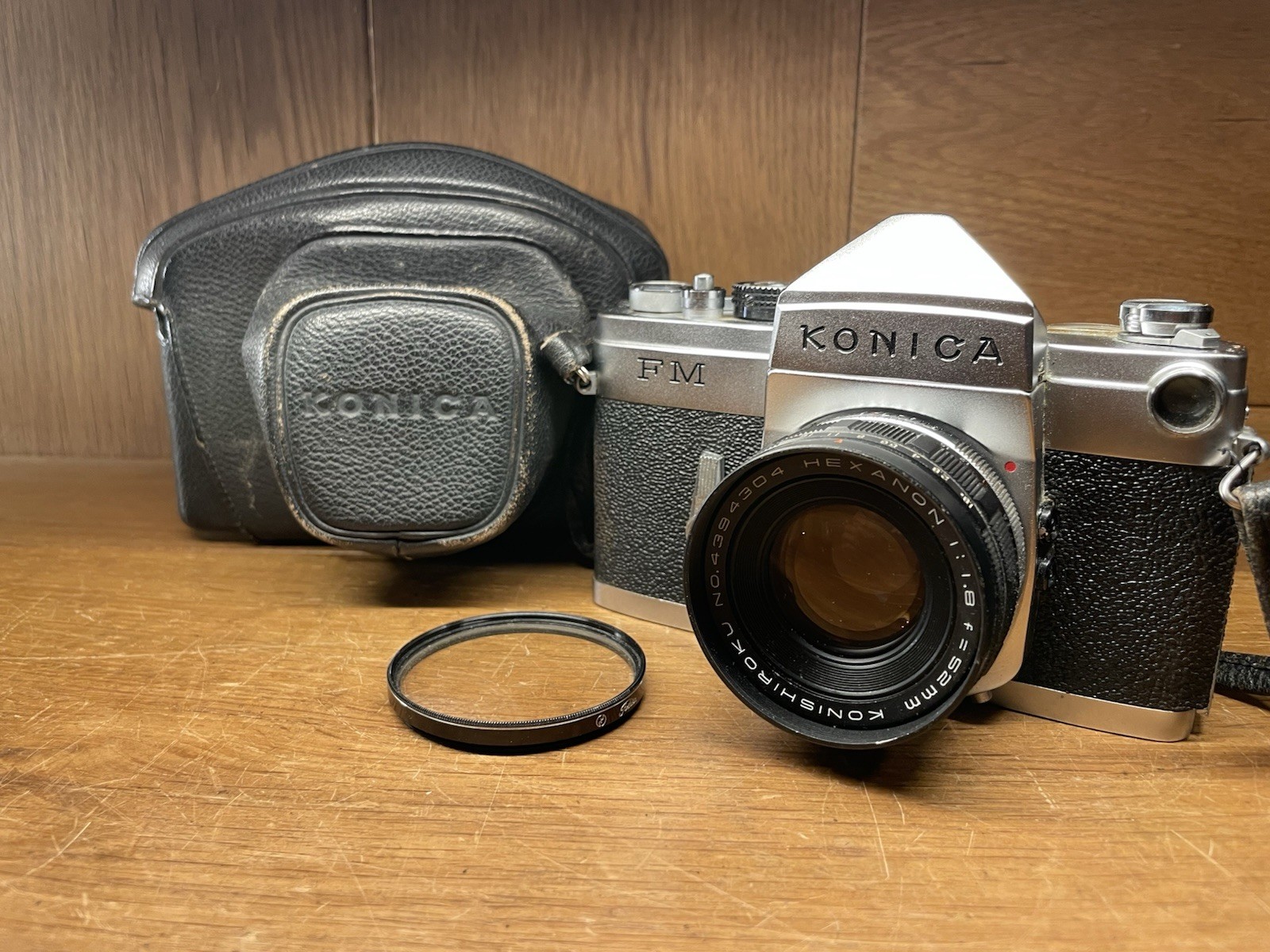 *Rare: Meter Works : Near Mint w/ Case* Konica FM Film Camera Hexanon 52mm F/1.8