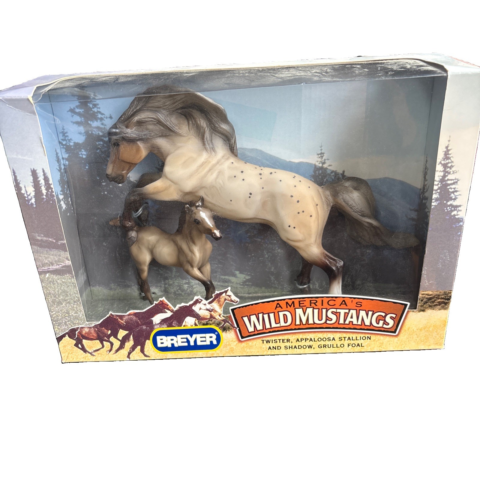 Vintage NIB Breyer Twister Appaloosa Stallion and Shadow Grullo Foal #750026