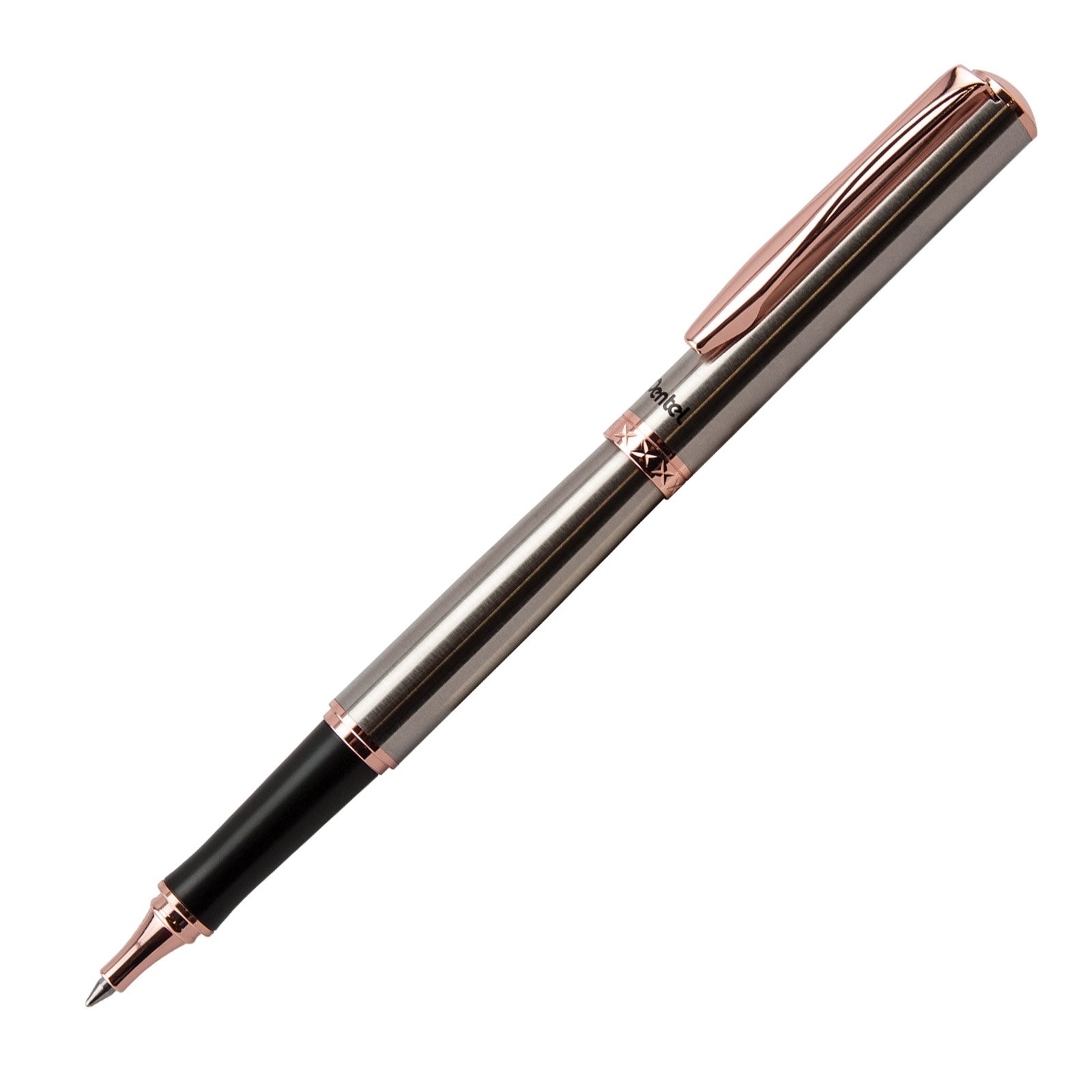 Libretto Executive Capped Pen Rose Gold Accents Smooth Black Gel Ink 07mm