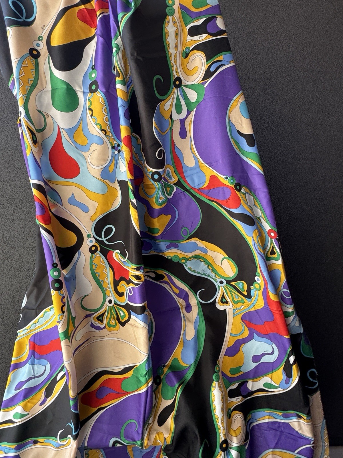 Emilio Pucci Italian Deadstock 100% Silk Twill Fabric By The Yard  Logo