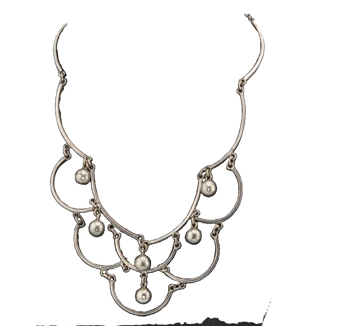 VTG MEXICO STERLING SILVER 925 BEAD BALL CHOKER NECKLACE