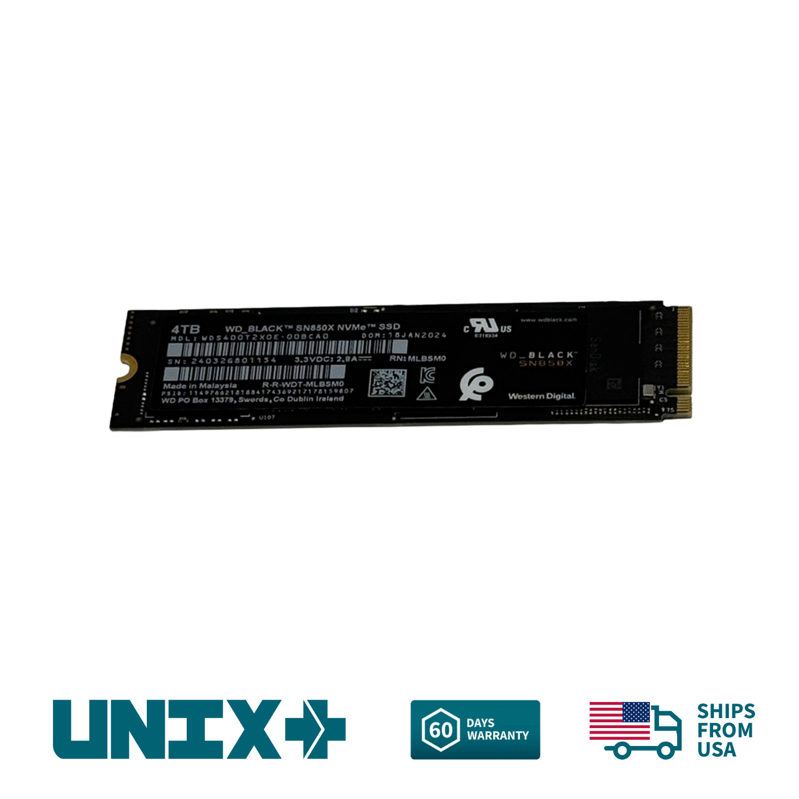 4TB NVMe M.2 WD Black SN850X 2280 SSD PCIe Gen4 x4 TLC Power Loss Protection