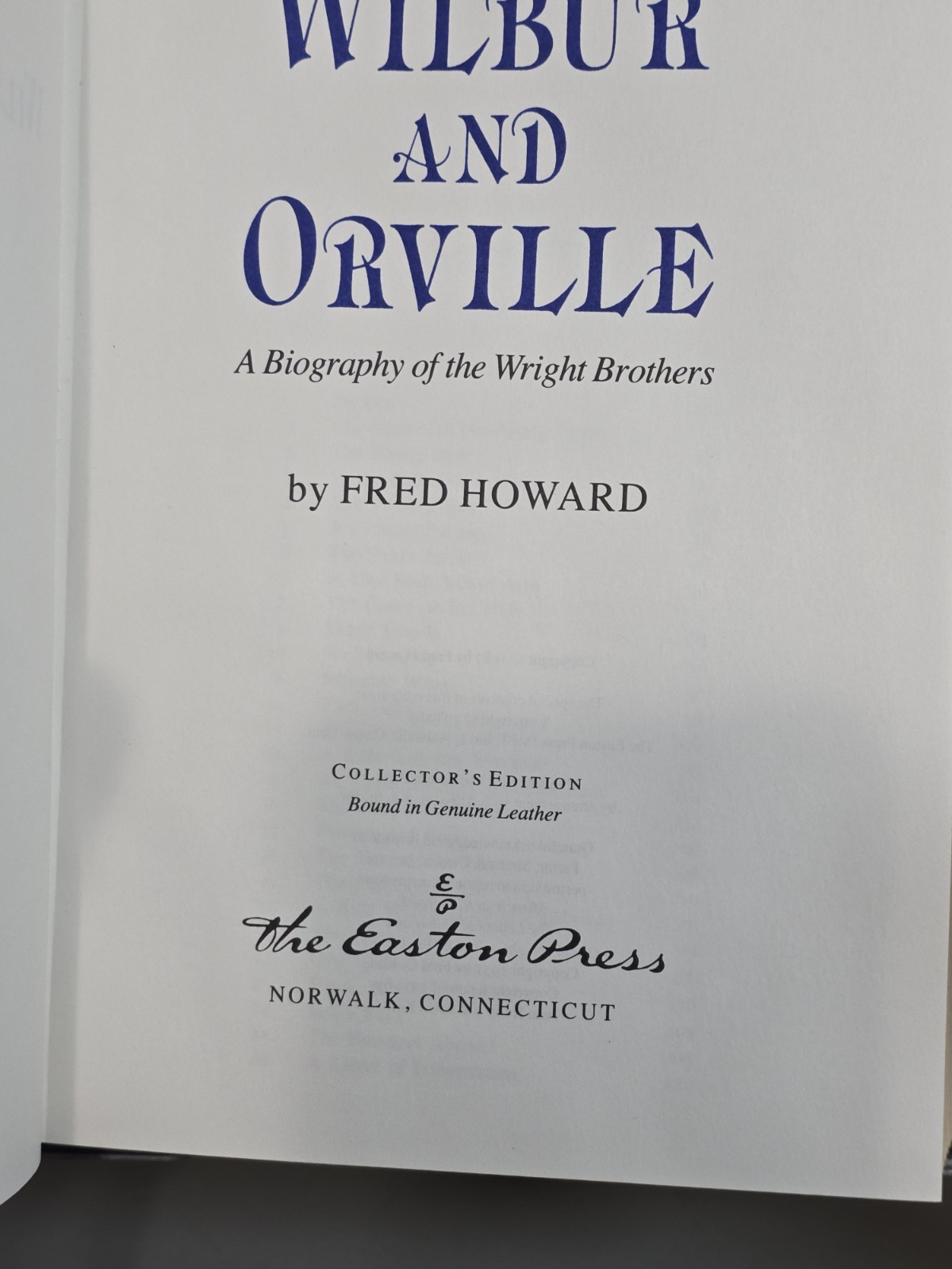 Easton Press Wilbur and Orville Fred Howard Wright Brothers Leather Unread Notes