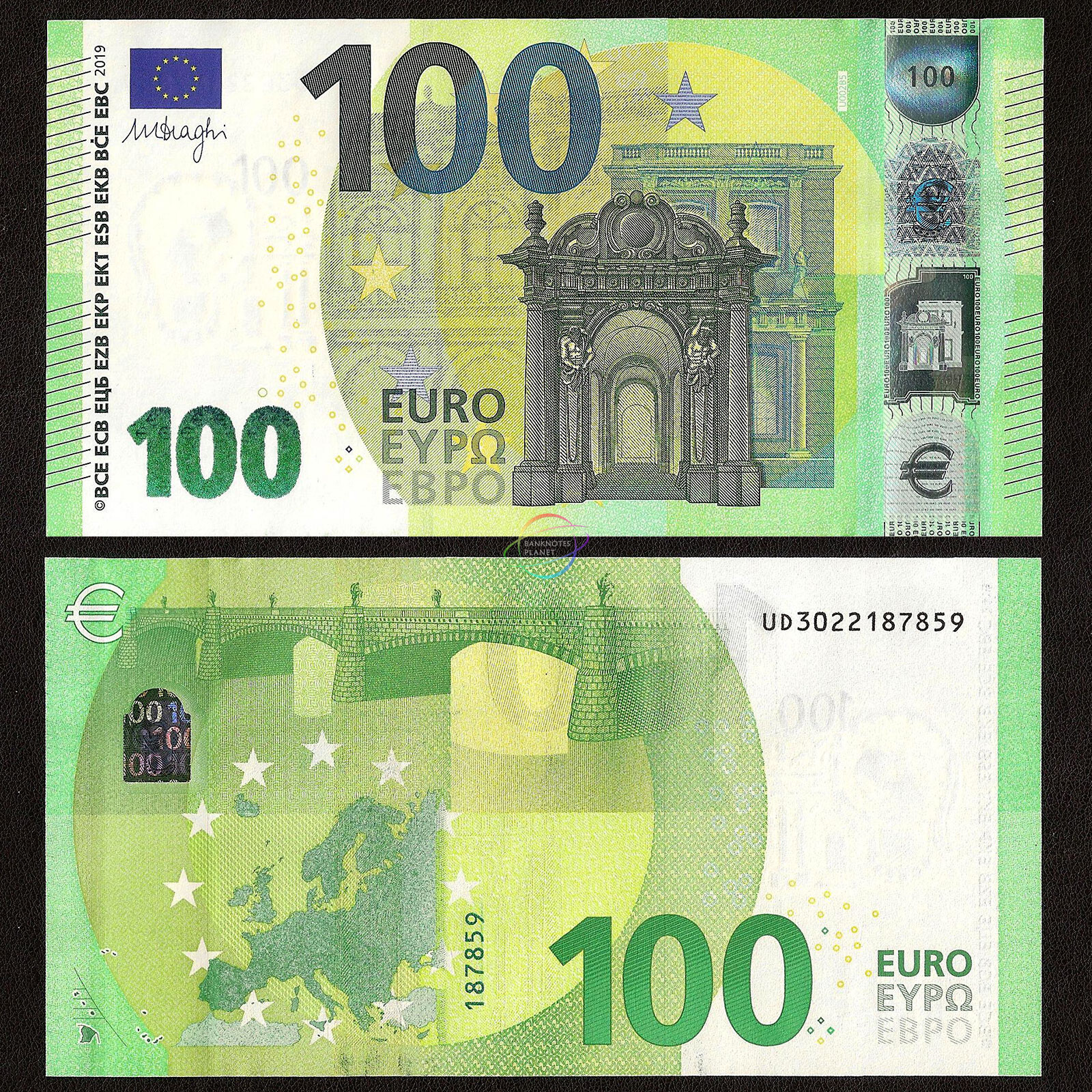 EUROPEAN UNION 100 Euro 2019 Prefix U France Sign Draghi UNC Uncirculated