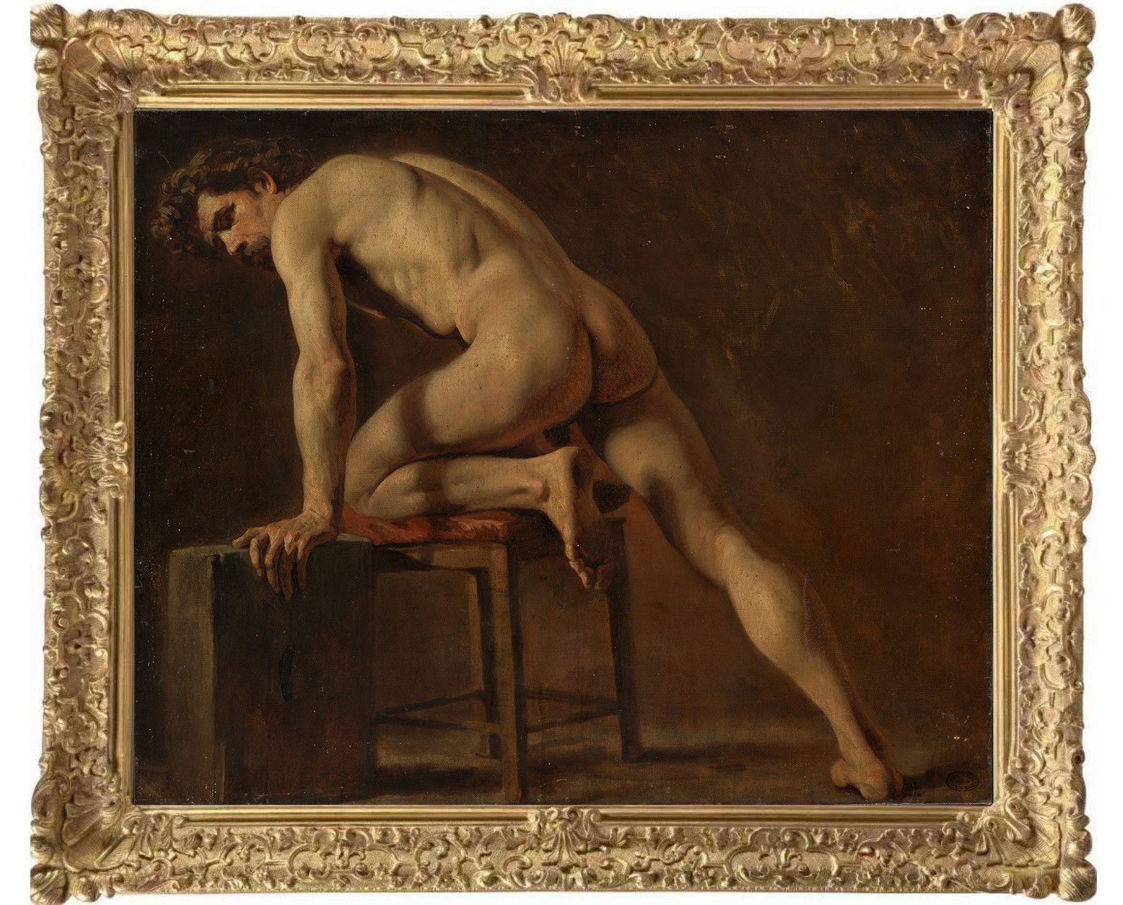 Hand Painted Old Master-Art Antique style Oil Painting art Male Nude On Canvas Hand Painted Old Master-Art Antique style Oil Painting art Male Nude On Canvas