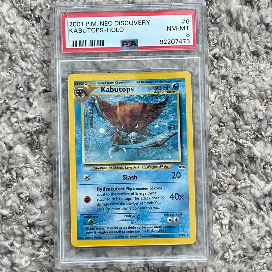 2001 POKEMON NEO DISCOVERY KABUTOPS-HOLO #6 PSA 8 NM-MT 2001 POKEMON NEO DISCOVERY KABUTOPS-HOLO #6 PSA 8 NM-MT