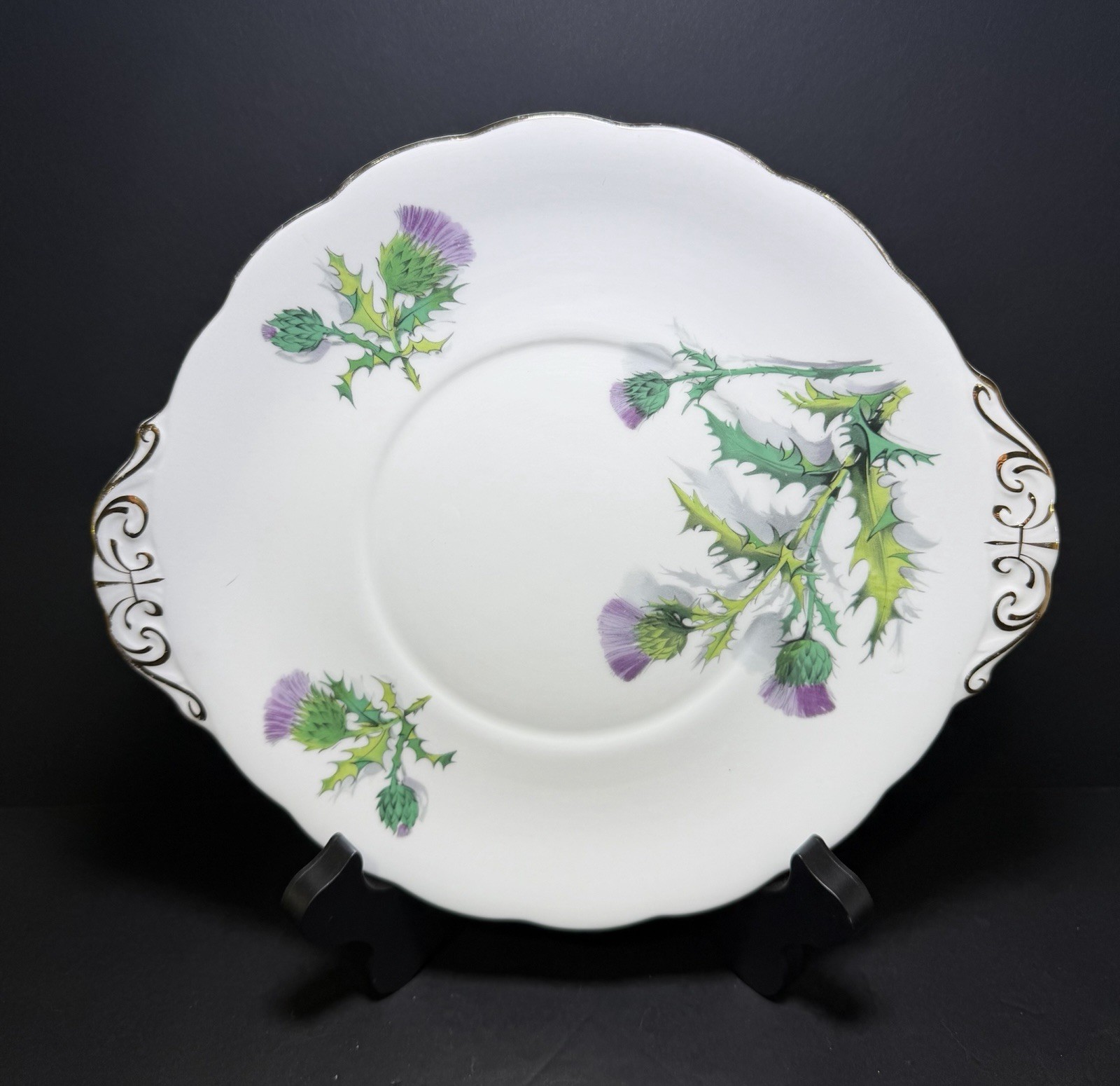 Vtg ROSLYN China QUEEN O\'Th\' HIGHLANDS Handled Cake Plate England Older Vtg ROSLYN China QUEEN O\'Th\' HIGHLANDS Handled Cake Plate England Older