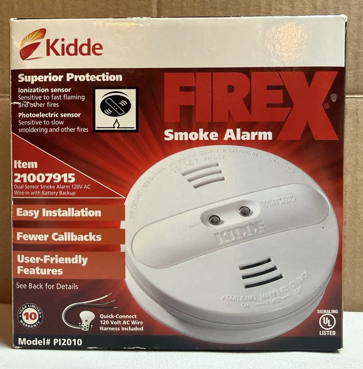 Kidde Firex PI2010 Dual Sensor Smoke Alarm 120V AC 9V Backup RV OEM 21007915