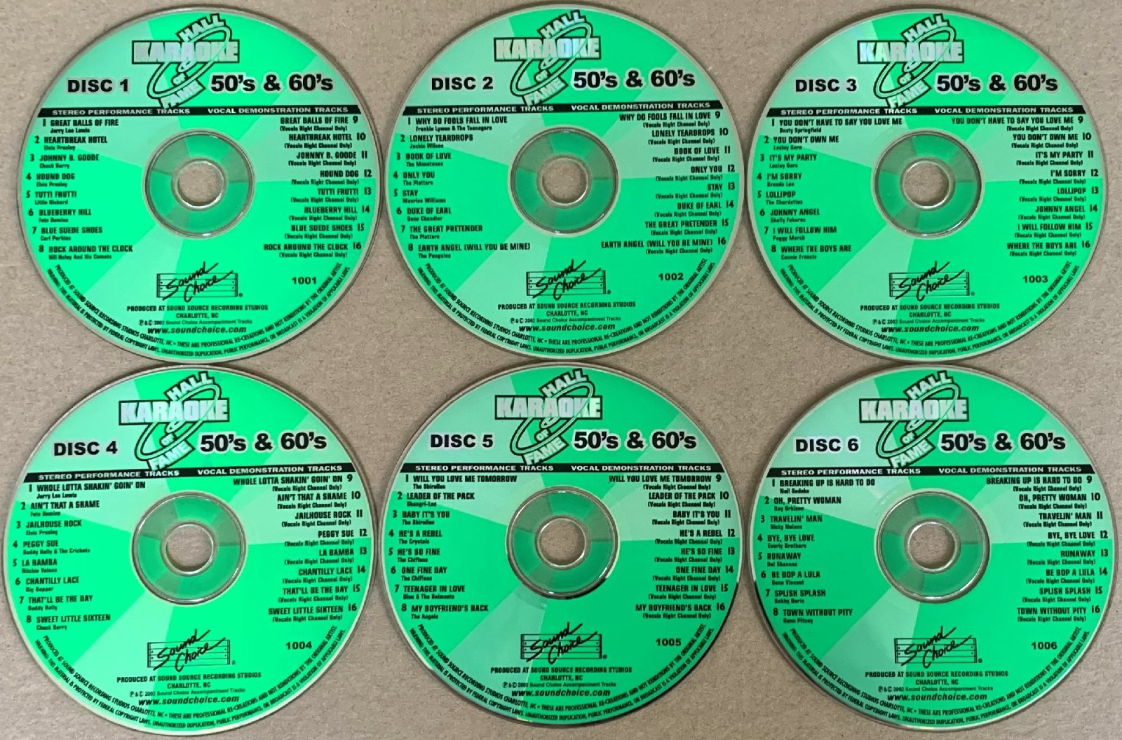 SOUND CHOICE KARAOKE - 50\'S & 60\'S HALL OF FAME - 6 DISC SET - VERY RARE