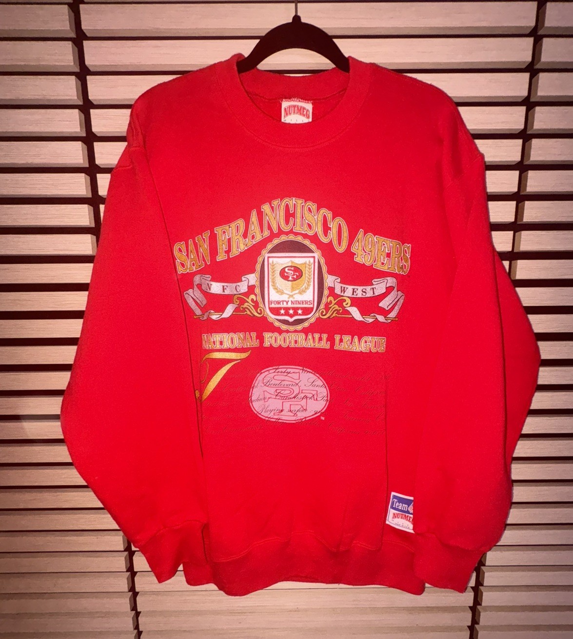 Vintage 90s San Francisco 49ers Nutmeg Mills NFL Crewneck Sweatshirt USA Large R