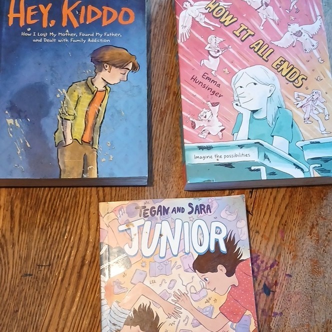 Emma Hunsinger Hardcover Graphic Novel Lot: Hey, Kiddo, How It All Ends, Junior…