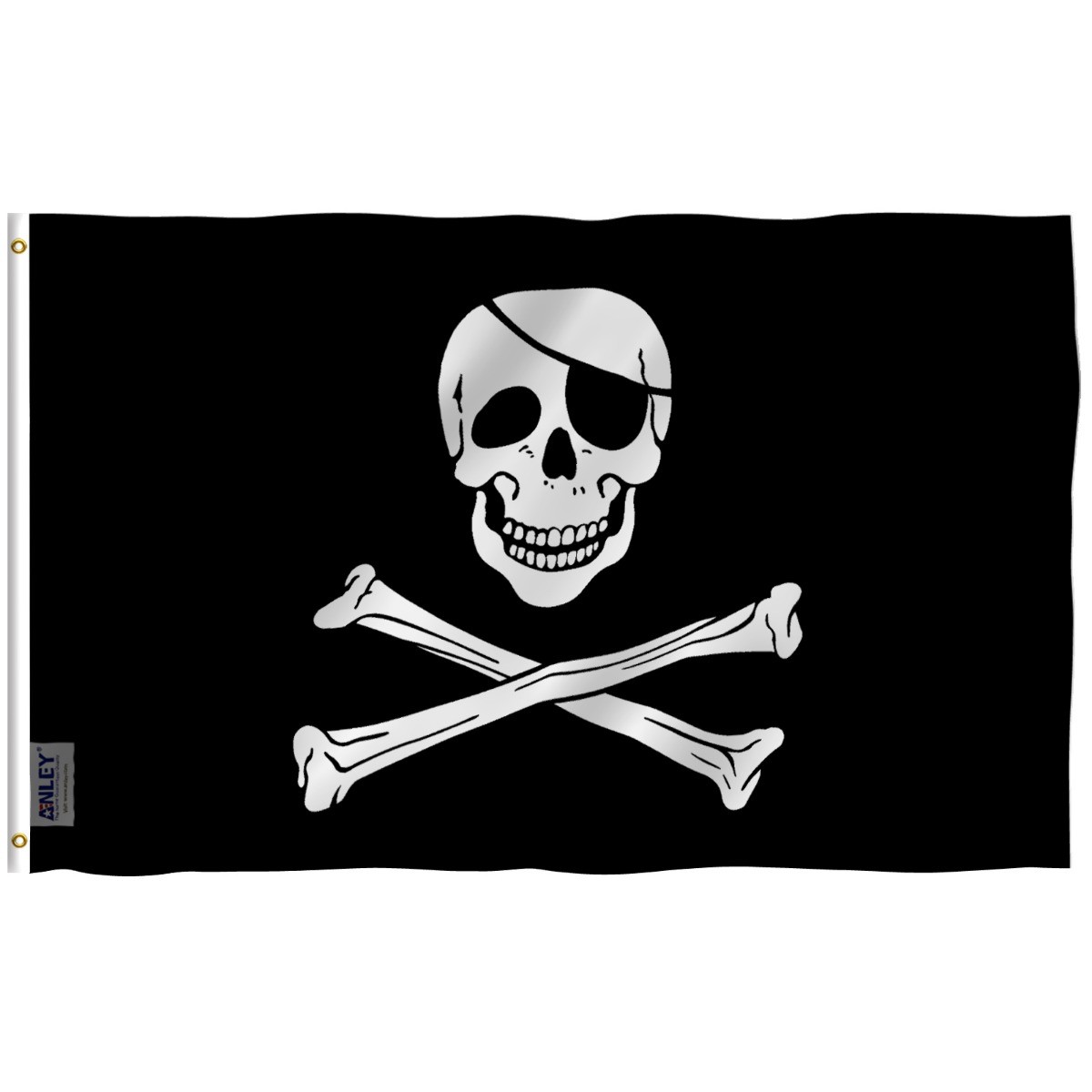 Anley Fly Breeze 3x5 Foot Jolly Roger Flag with Patch Pirate Flags Polyester