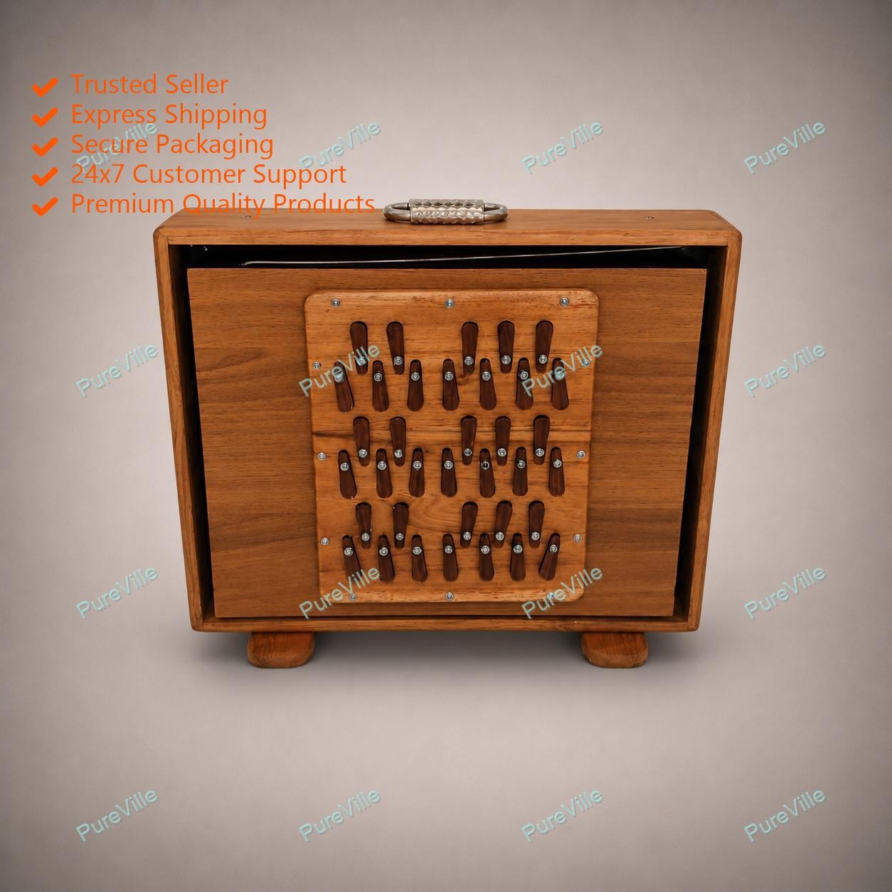 New Indian Professional Multi Bellow 36 Notes, Sur Peti, Shruti Box TeakWood