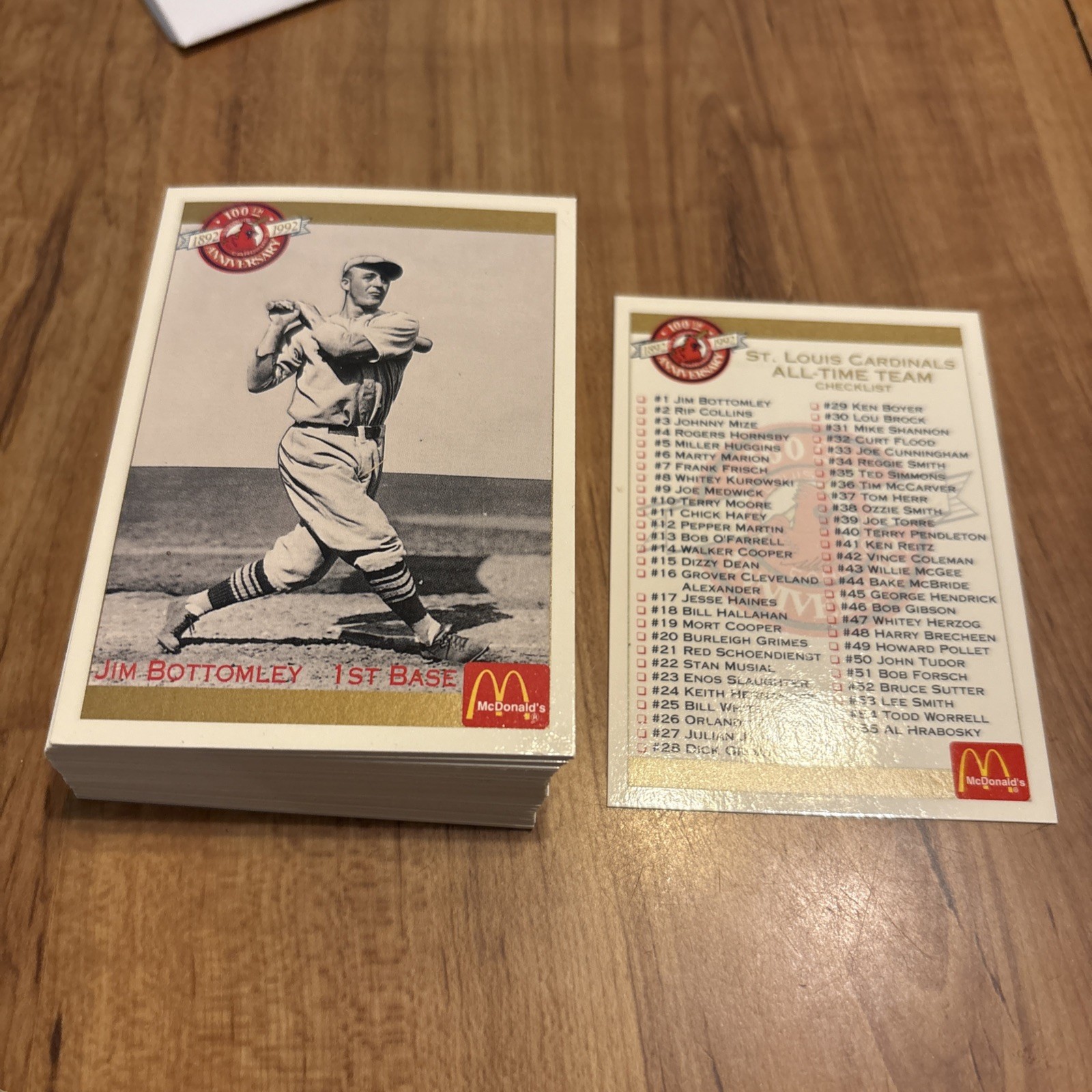 1992 McDonalds St. Louis Cardinals 100th Anniversary MLB Baseball complete set 1992 McDonalds St. Louis Cardinals 100th Anniversary MLB Baseball complete set