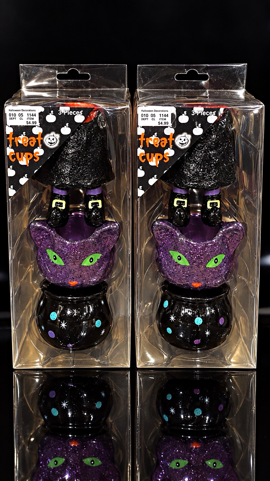 Vintage 2001 Target Halloween Cups 3-Pc Set LOT OF 2 Witch Cat Cauldron NIP