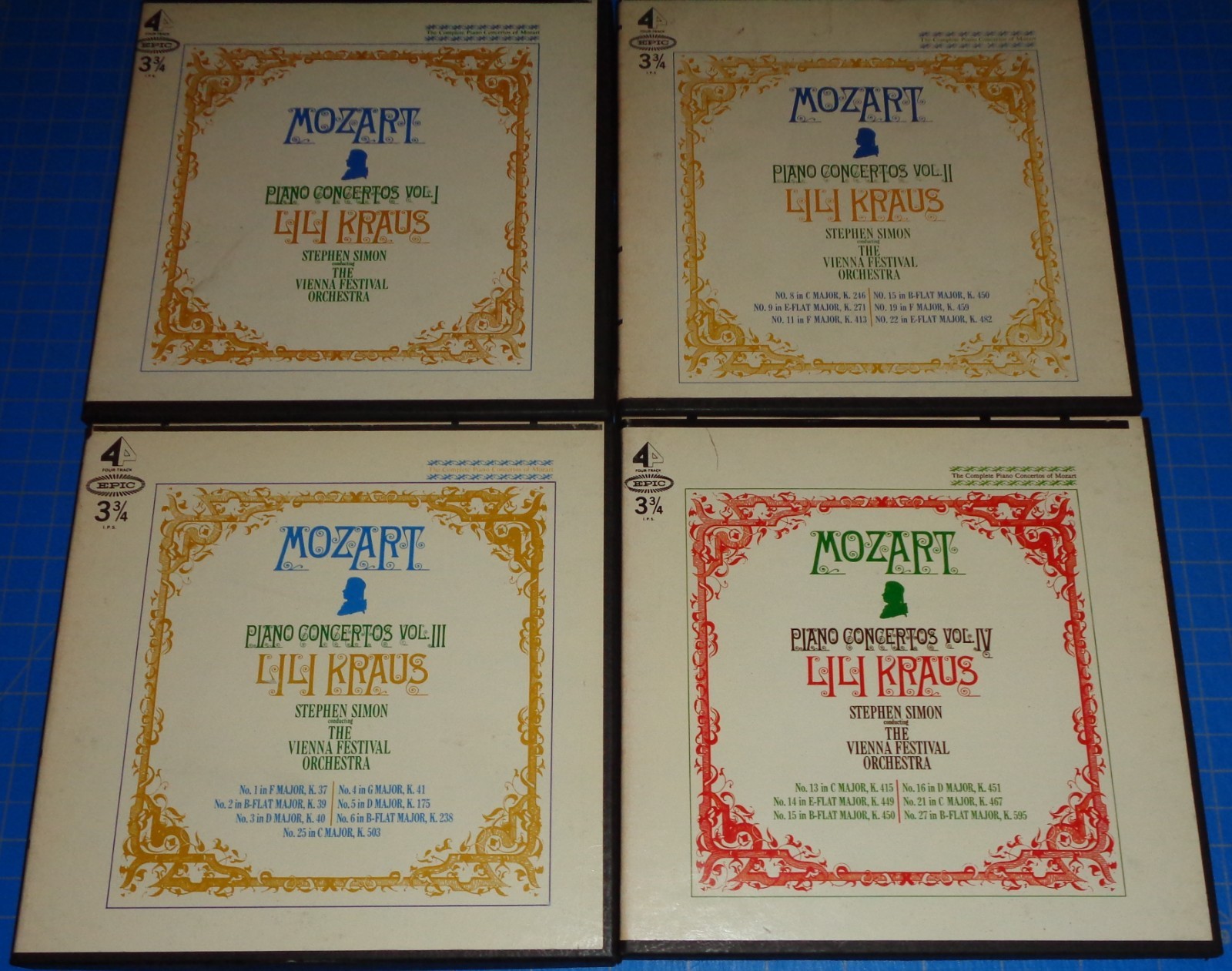Lili Kraus MOZART Piano Concertos Vol. 1-4 - Epic 4 Reel Tapes 4 Track