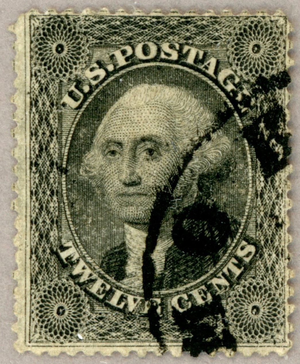 US Scott#36 1857 12c Washington, unobtrusive cancel, no faults