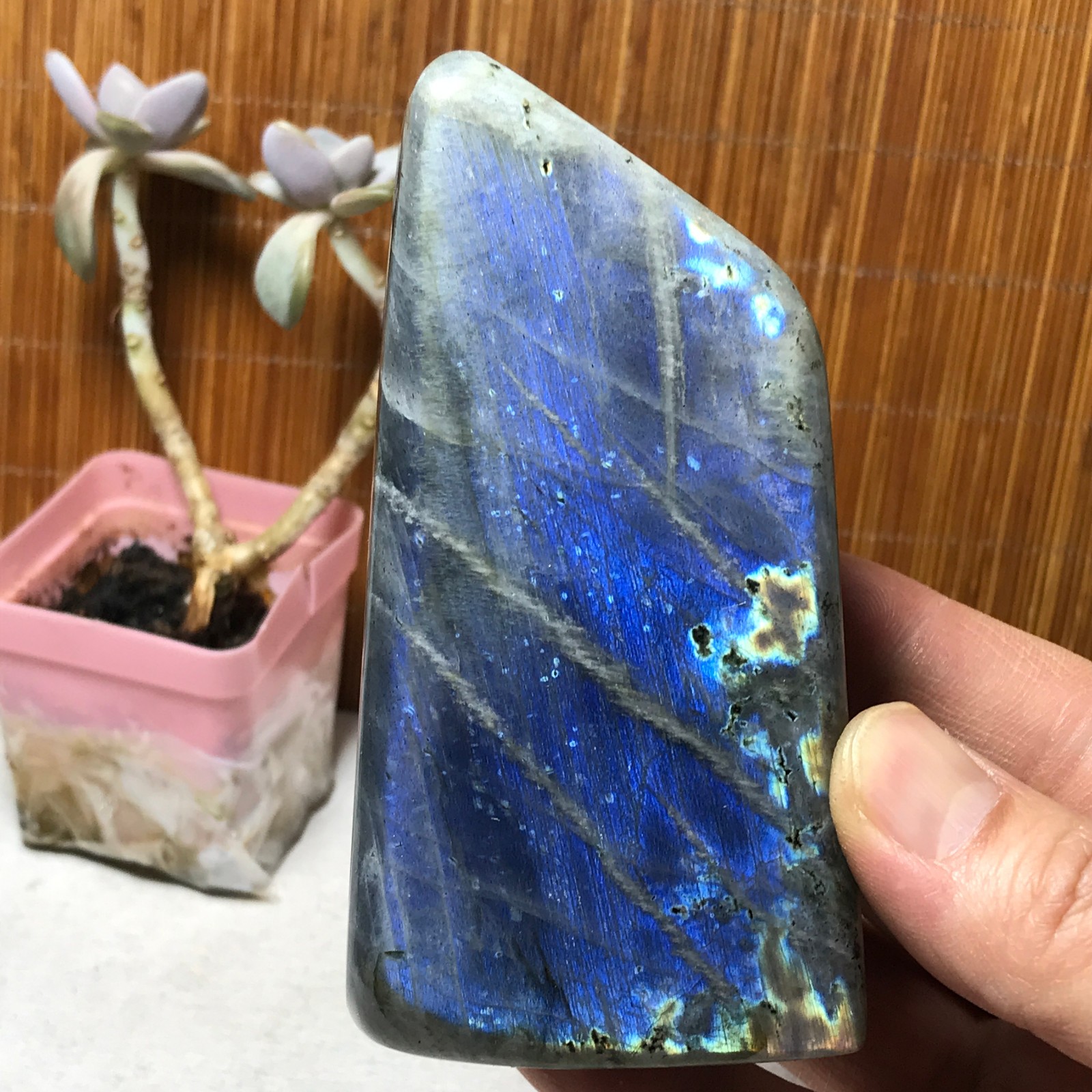 108-53-40mm Natural Labradorite Crystal gemstone Polish Mineral Specimen A3327