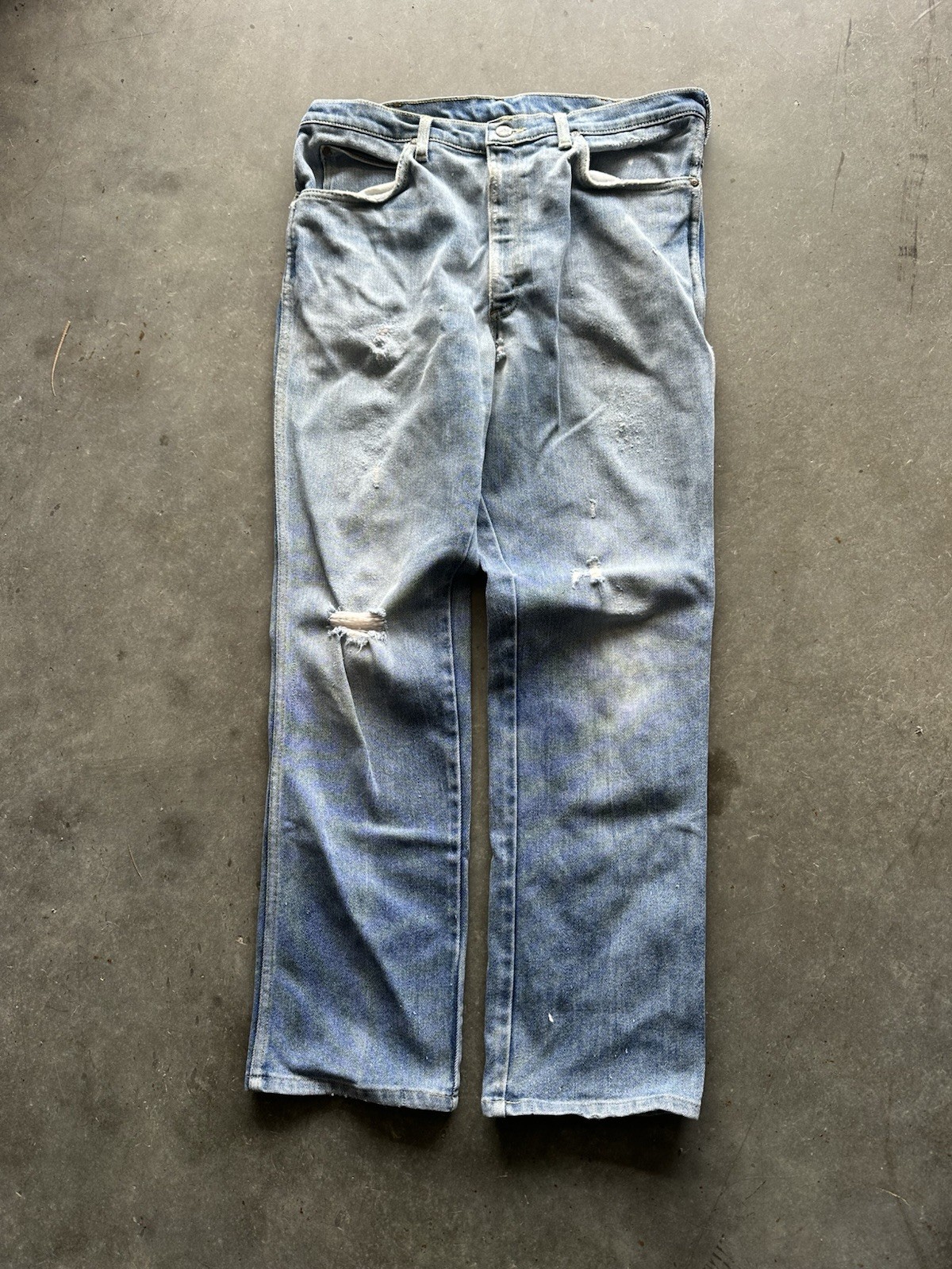 Vintage 60s 70s Lee Rider Distressed Straight Leg Faded Jeans 35 X 30