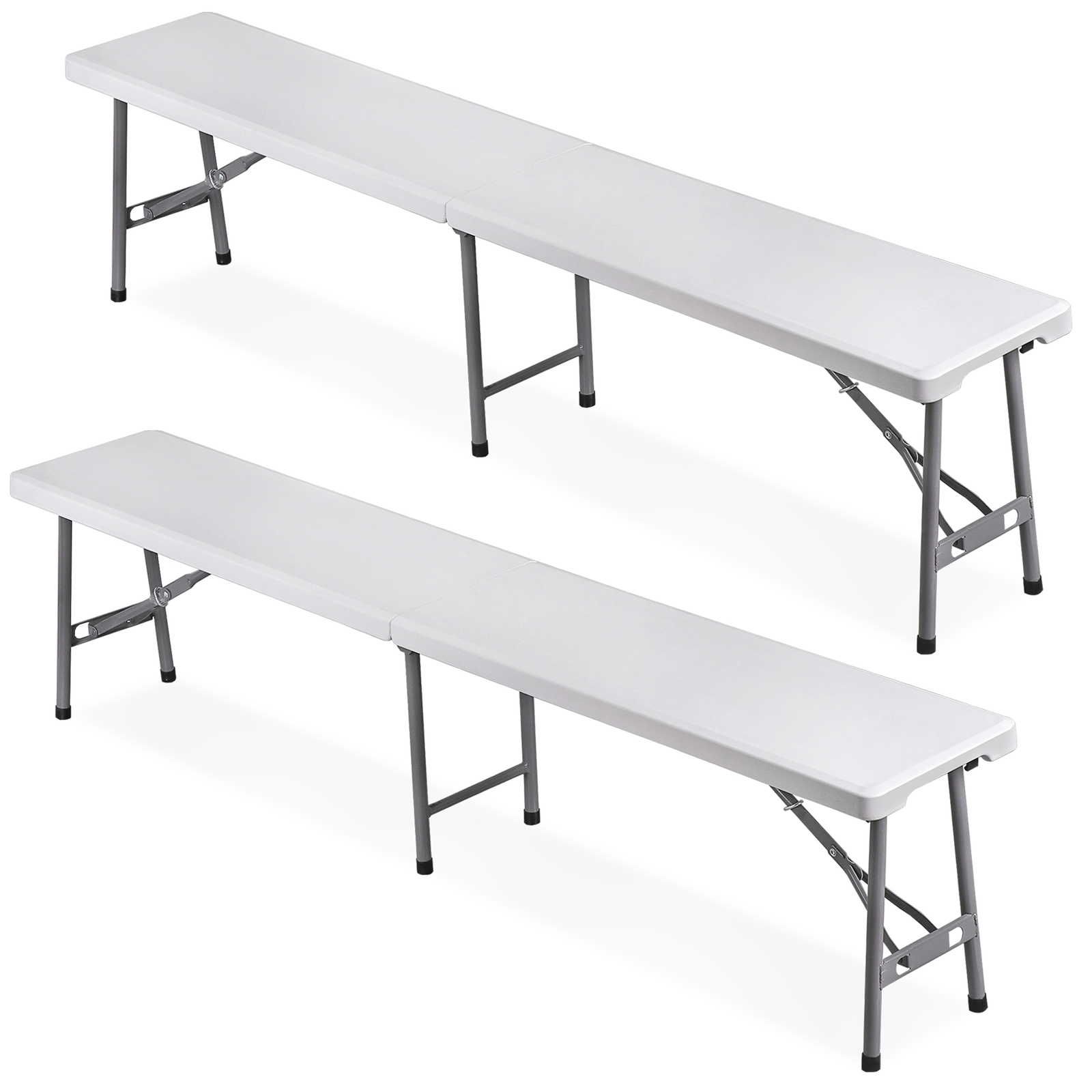 2PCS 6ft Foldable Plastic Bench Portable Outdoor Seating for Picnic with Handle 2PCS 6ft Foldable Plastic Bench Portable Outdoor Seating for Picnic with Handle