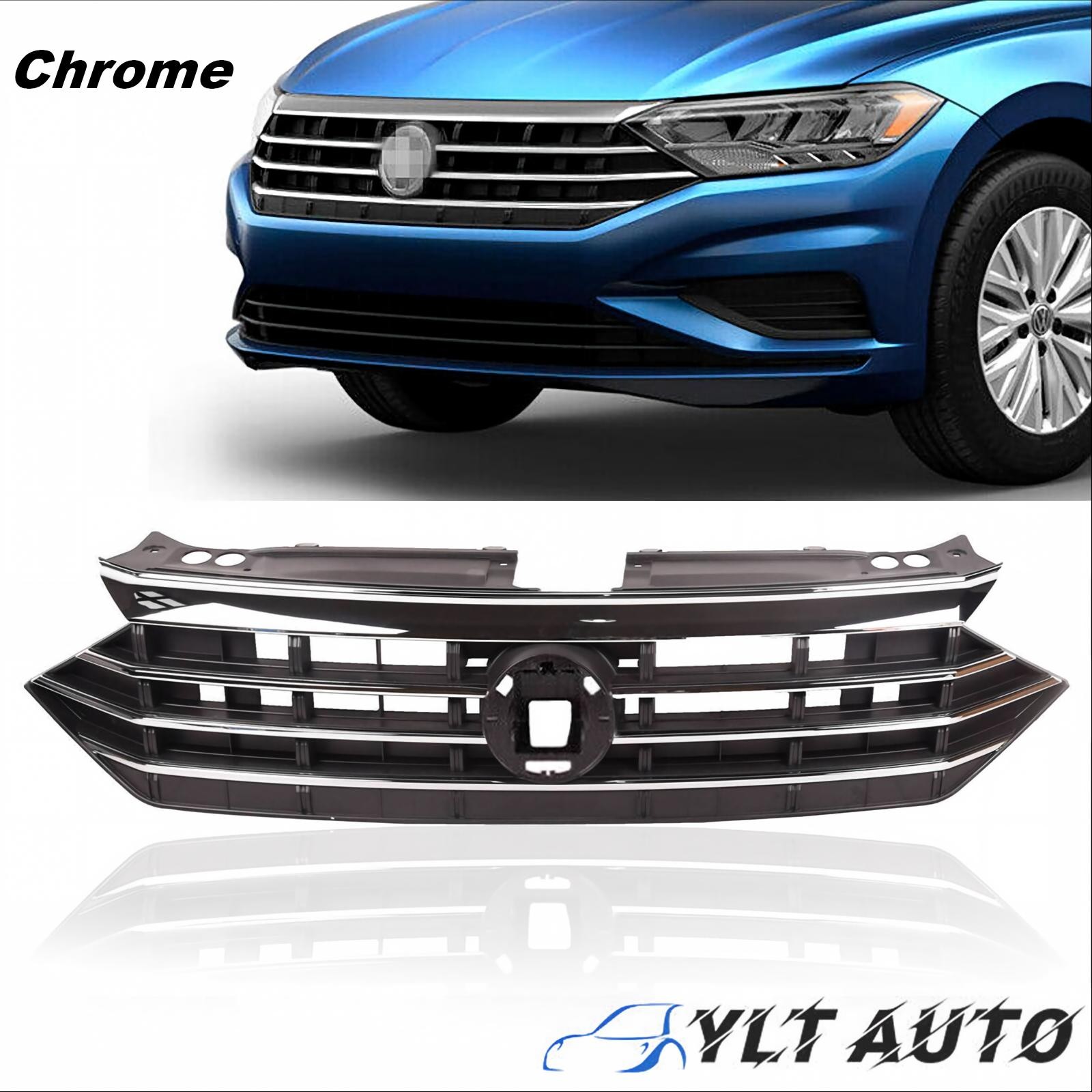 For 2019 2020 2021 Volkswagen VW Jetta Front Bumper Upper Grille w/Chrome Trim