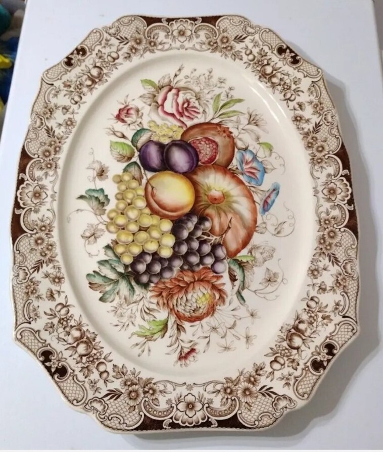 Windsor Ware Johnson Bros England Harvest Fruit Large Oval Platter 20\ Windsor Ware Johnson Bros England Harvest Fruit Large Oval Platter 20\