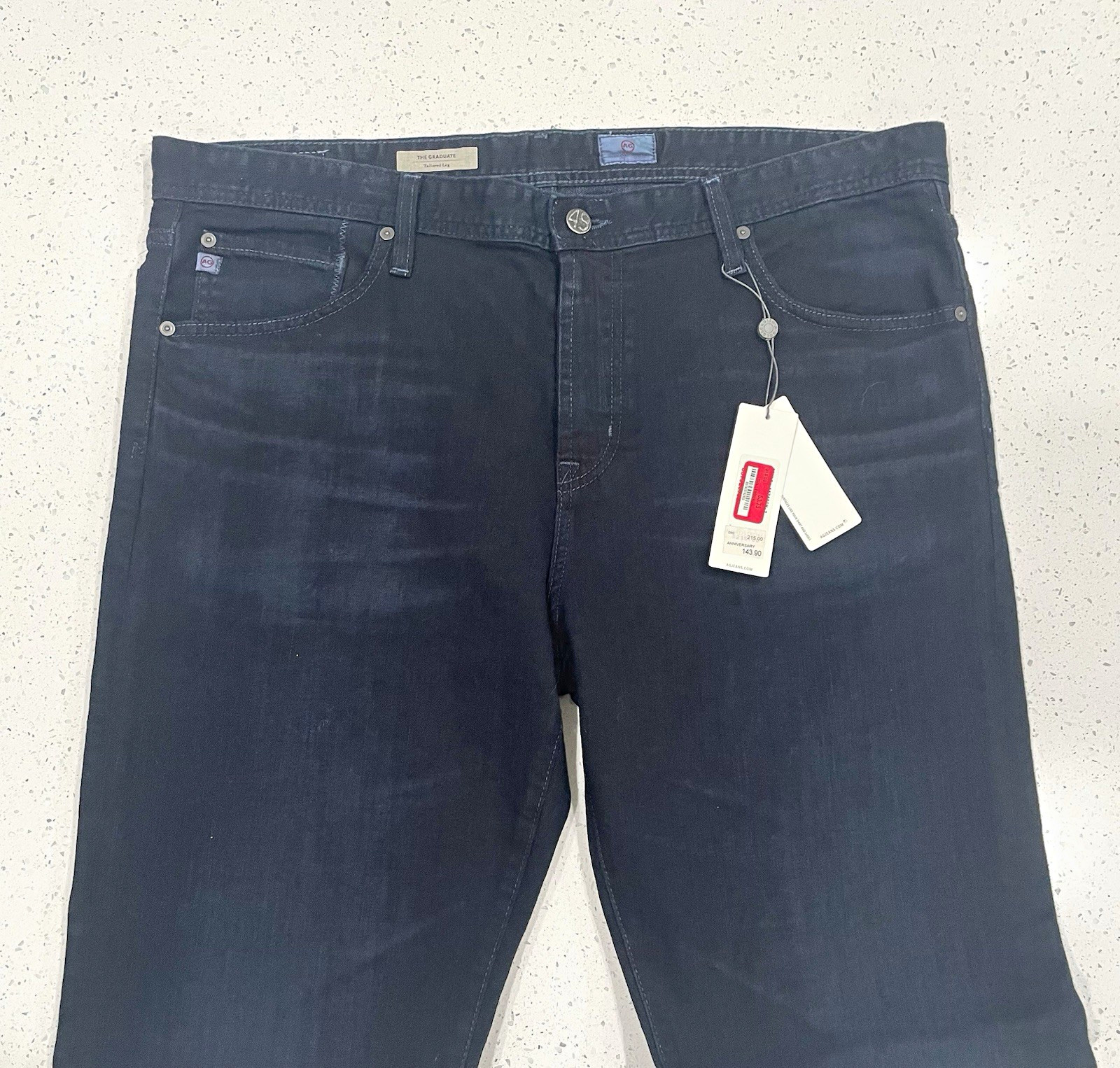 AG Adriano Goldschmied Men’s Black Dark Wash Straight Jeans Mid Rise NWT