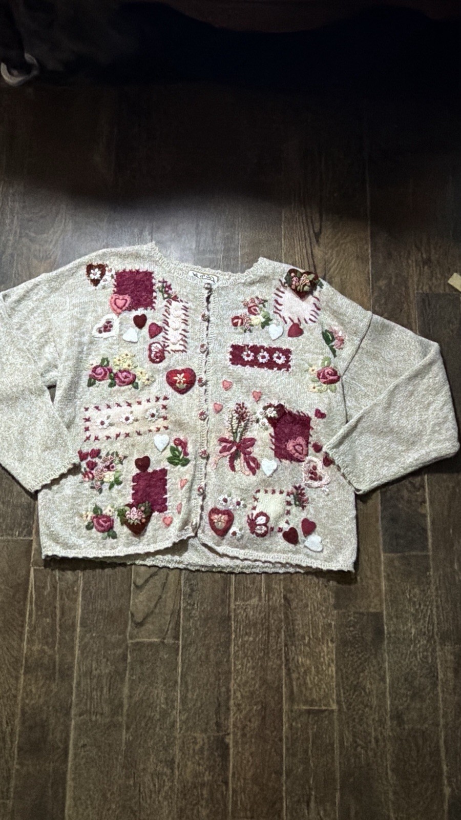 Vintage Heirloom Collectibles Patchwork Cardigan L Cottagecore Valentine Hearts Vintage Heirloom Collectibles Patchwork Cardigan L Cottagecore Valentine Hearts