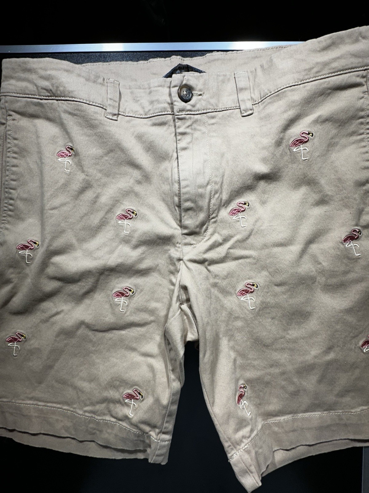 Vintage 1946 Washed Stoned Beaten Flat Front Flamingo Brown Mens Shorts 34x9 Vintage 1946 Washed Stoned Beaten Flat Front Flamingo Brown Mens Shorts 34x9