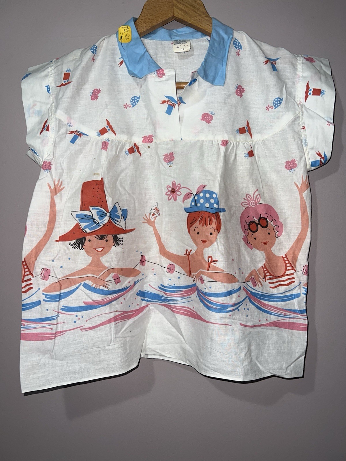 VINTAGE 1960’s DEADSTOCKS KIDS GIRLS SHIRT BLOUSE AMAZING PRINT VINTAGE 1960’s DEADSTOCKS KIDS GIRLS SHIRT BLOUSE AMAZING PRINT