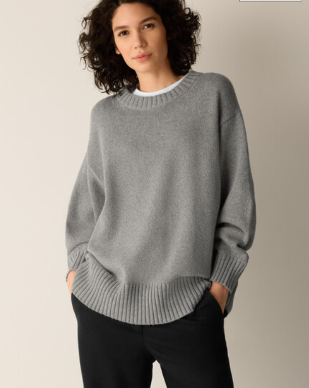 Hot Selling Eileen Fisher Cotton & Recycled Cashmere Crew Neck Long Top-Moon