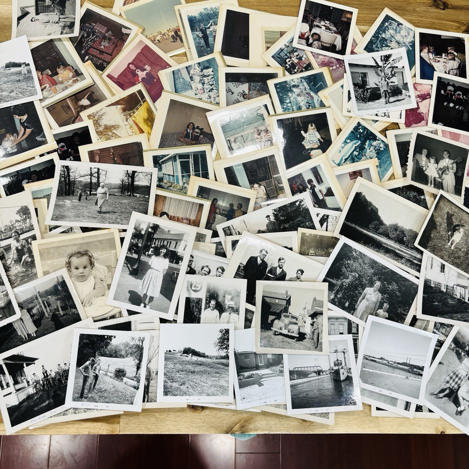 Lot of +/- 190 Vintage Misc Family Photos Parties Kids Cars Landscape Military