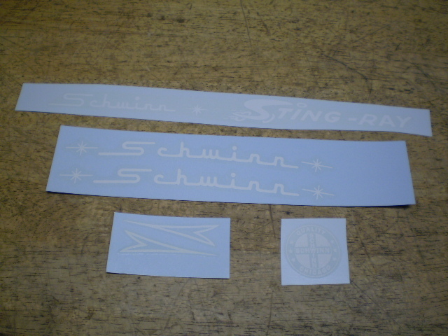 Schwinn Approved Stingray Bicycle Complete White Decal Set Schwinn Approved Stingray Bicycle Complete White Decal Set