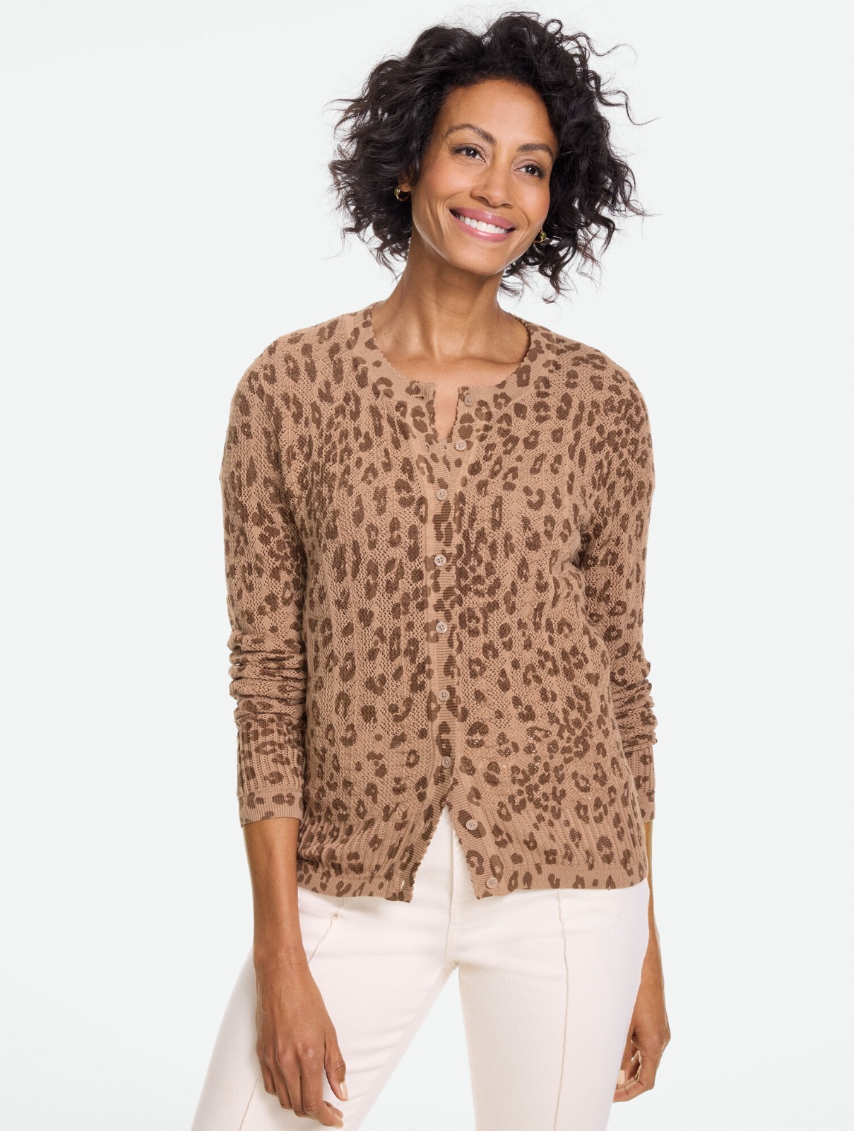 Pointelle Charming Cardigan - Modern Leopard at Talbots, NWT $129, all size Pointelle Charming Cardigan - Modern Leopard at Talbots, NWT $129, all size