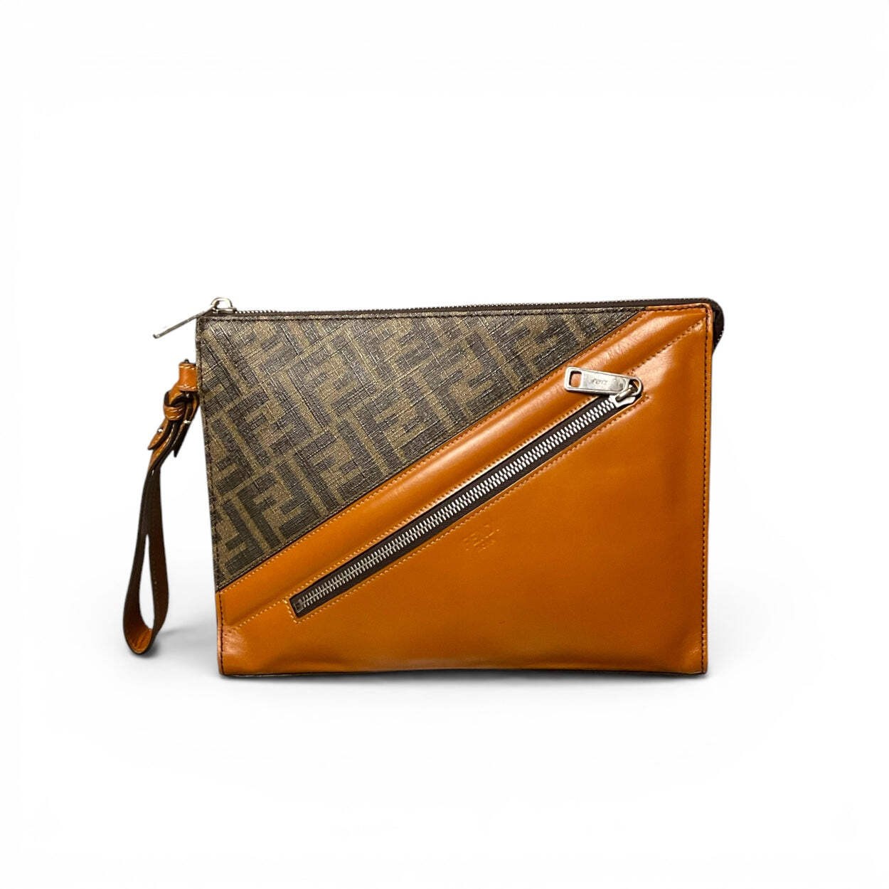 Fendi Zucca Diagonal Flat Slim Clutch Bag, Unisex