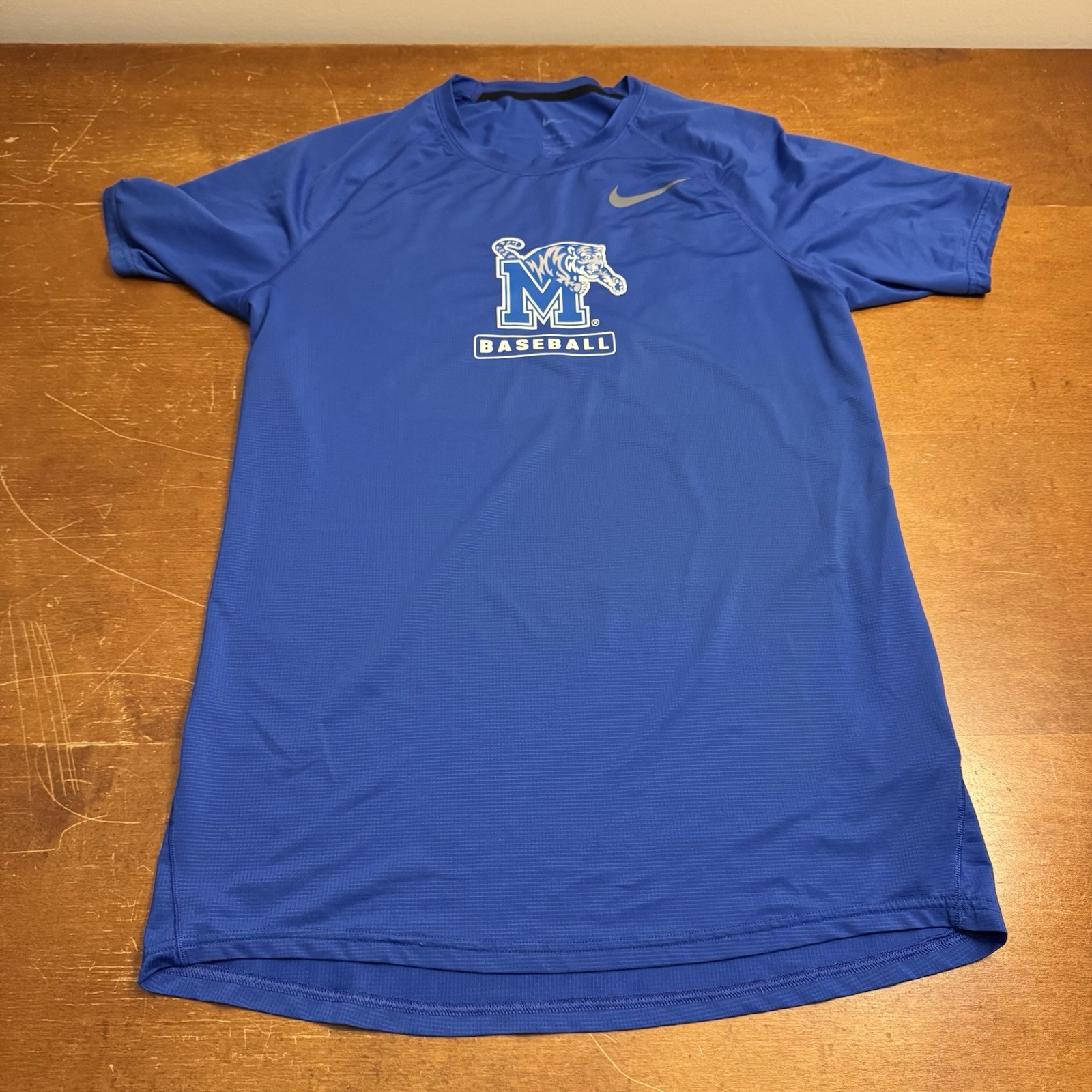 Memphis Tigers Shirt Mens Large Blue Short Sleeve Baseball Dri Fit Nike