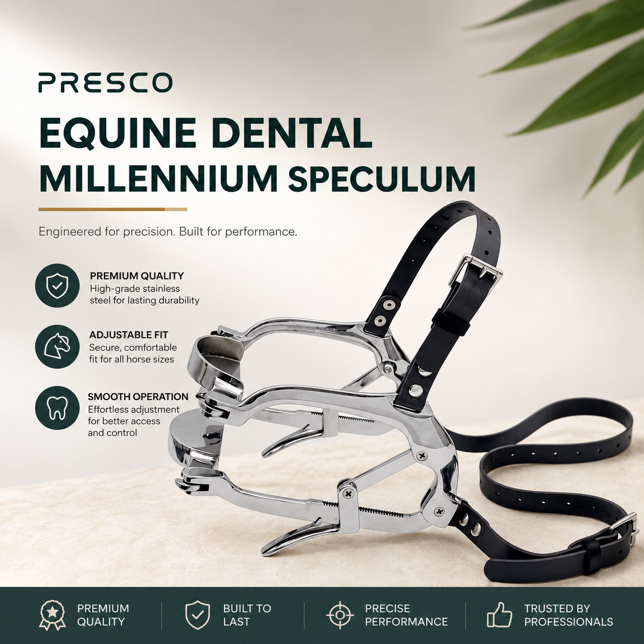 Adjustable Millennium Speculum Equine Dental Mouth Gag Waterproof BioThane Strap