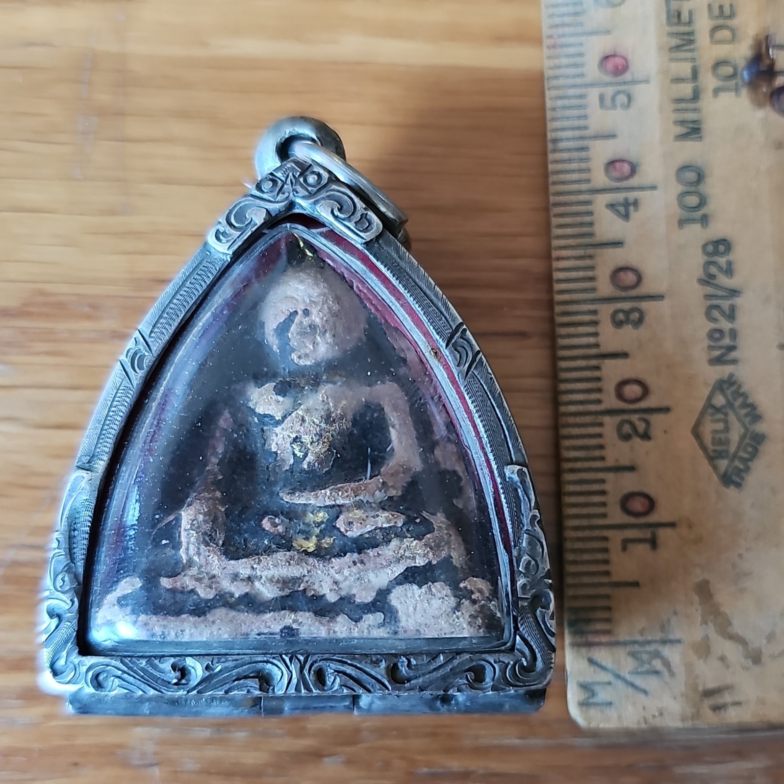Luang Phor Toh amulet Wat Bang Krathing Buddha Amulet , Antique Silver Case Luang Phor Toh amulet Wat Bang Krathing Buddha Amulet , Antique Silver Case
