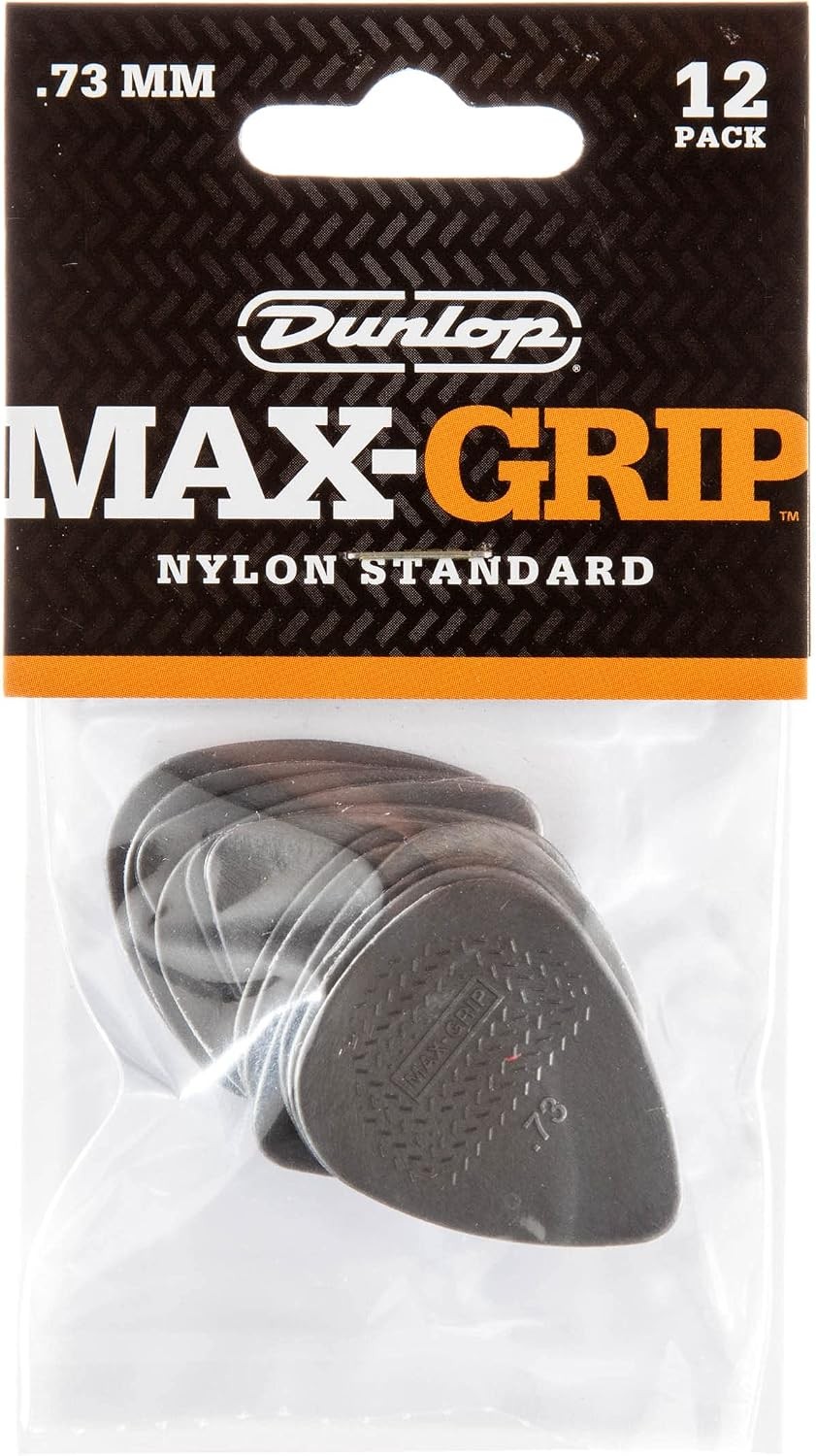 Jim Dunlop Guitar Picks 12 Pack Nylon Max-Grip .73mm Standard Shape