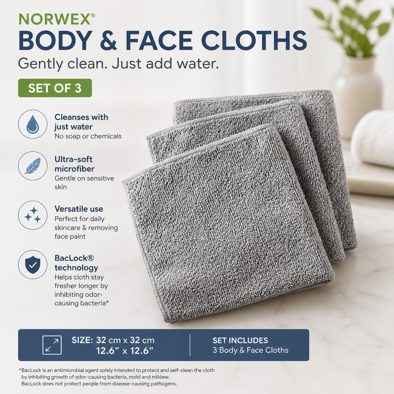 NEW Norwex Body and Face Pack Set of 3 - Graphite 309045