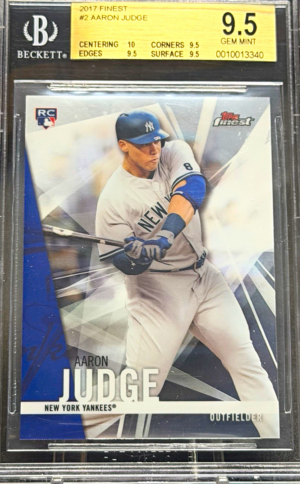 Topps 2017 Finest Aaron Judge RC  #2  BGS 9.5 .5 from being PRISTINE 🚀🔥🚀